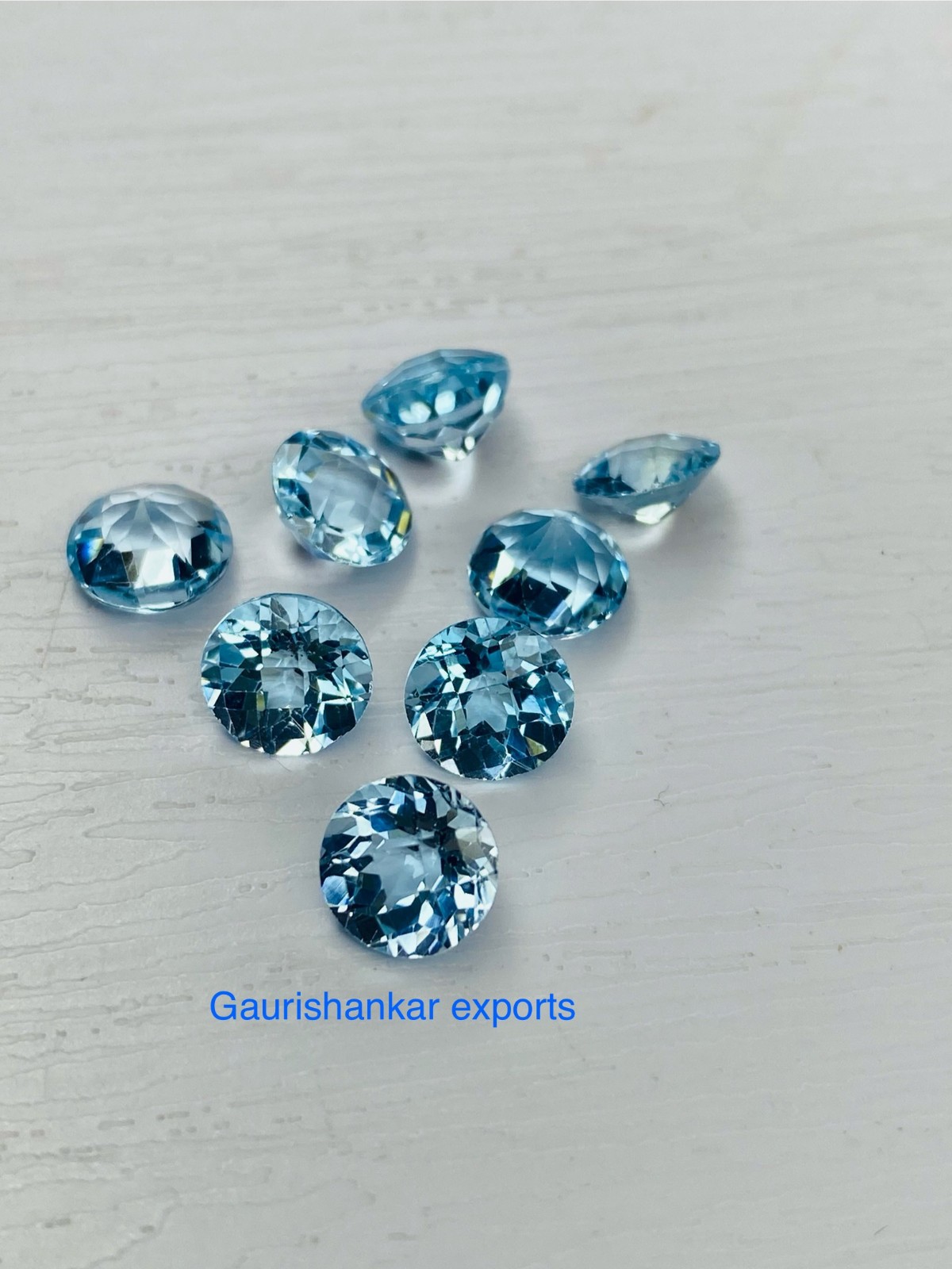 Blue Topaz Faceted Round Checkerboard Cut Loose Gemstone 6×6 MM TO 11×11 MM DG