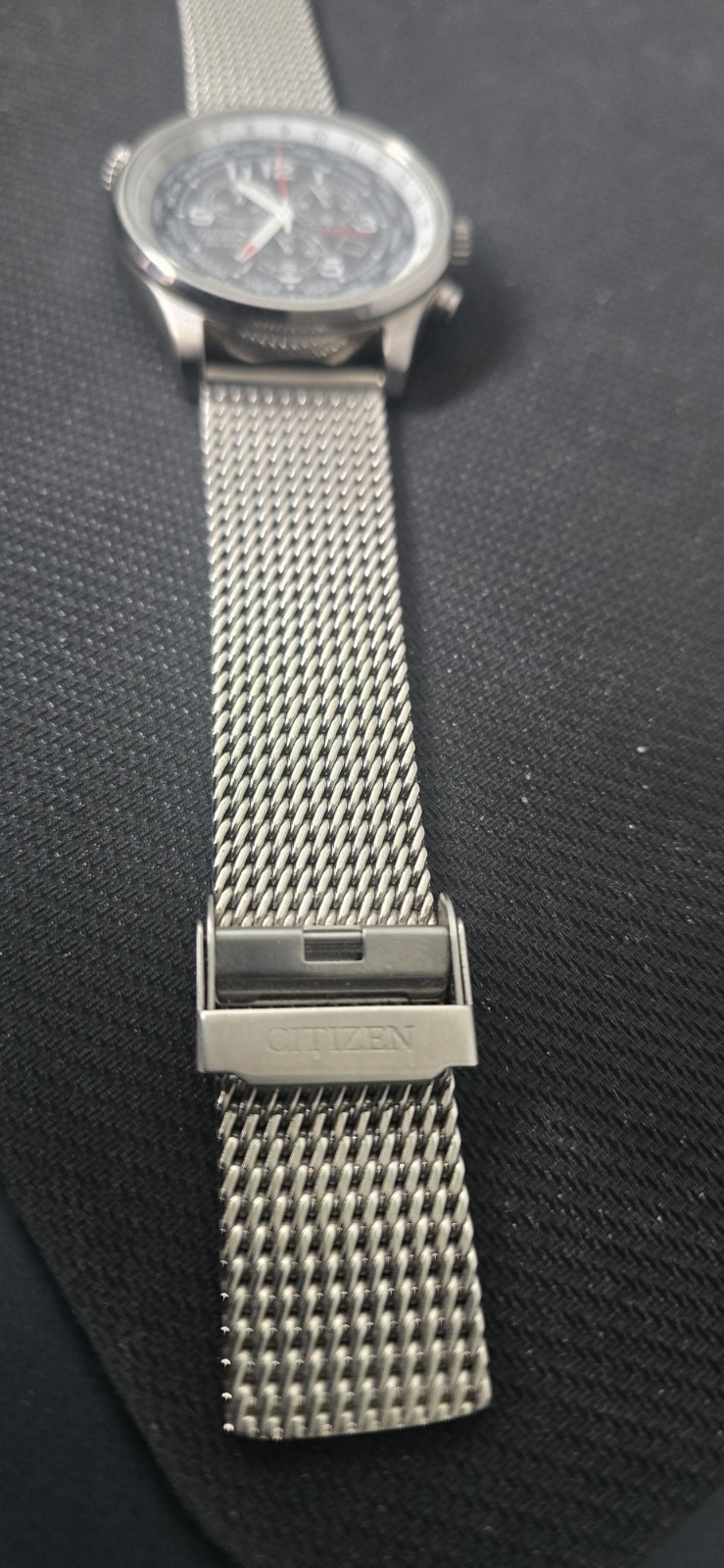 Citizen Eco-Drive World Time Chronograph Date 42mm WR100 Silver Mesh