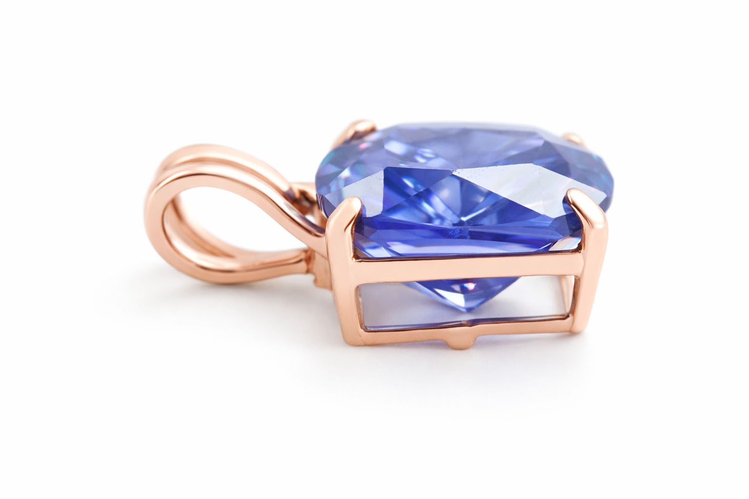 LAB CREATED 2.85 Cts AAA TANZANITE PENDANT 14K ROSE GOLD – New With Tag