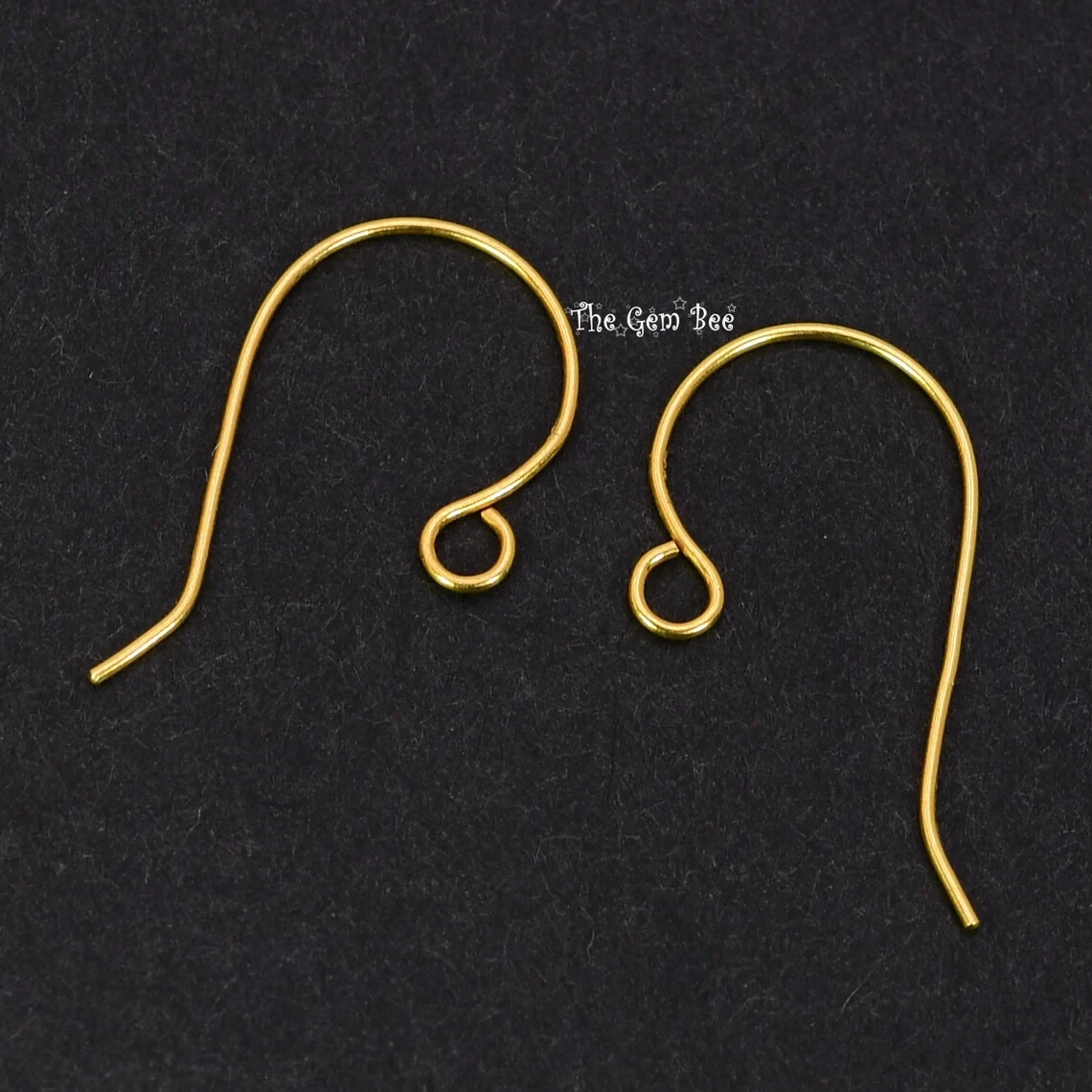 14K Solid Yellow Gold 22 Gauge French Hook Earwire with Ends 15mmx16mm PAIR