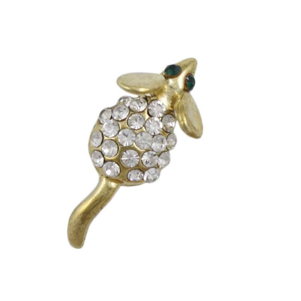 Tiny Crystal Mouse with Green Eyes Lapel Tac Pin – RAP114G