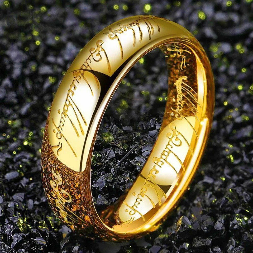 Stainless Steel Laser Engraved Movie Ring Wedding Band Couple Jewelry Gift