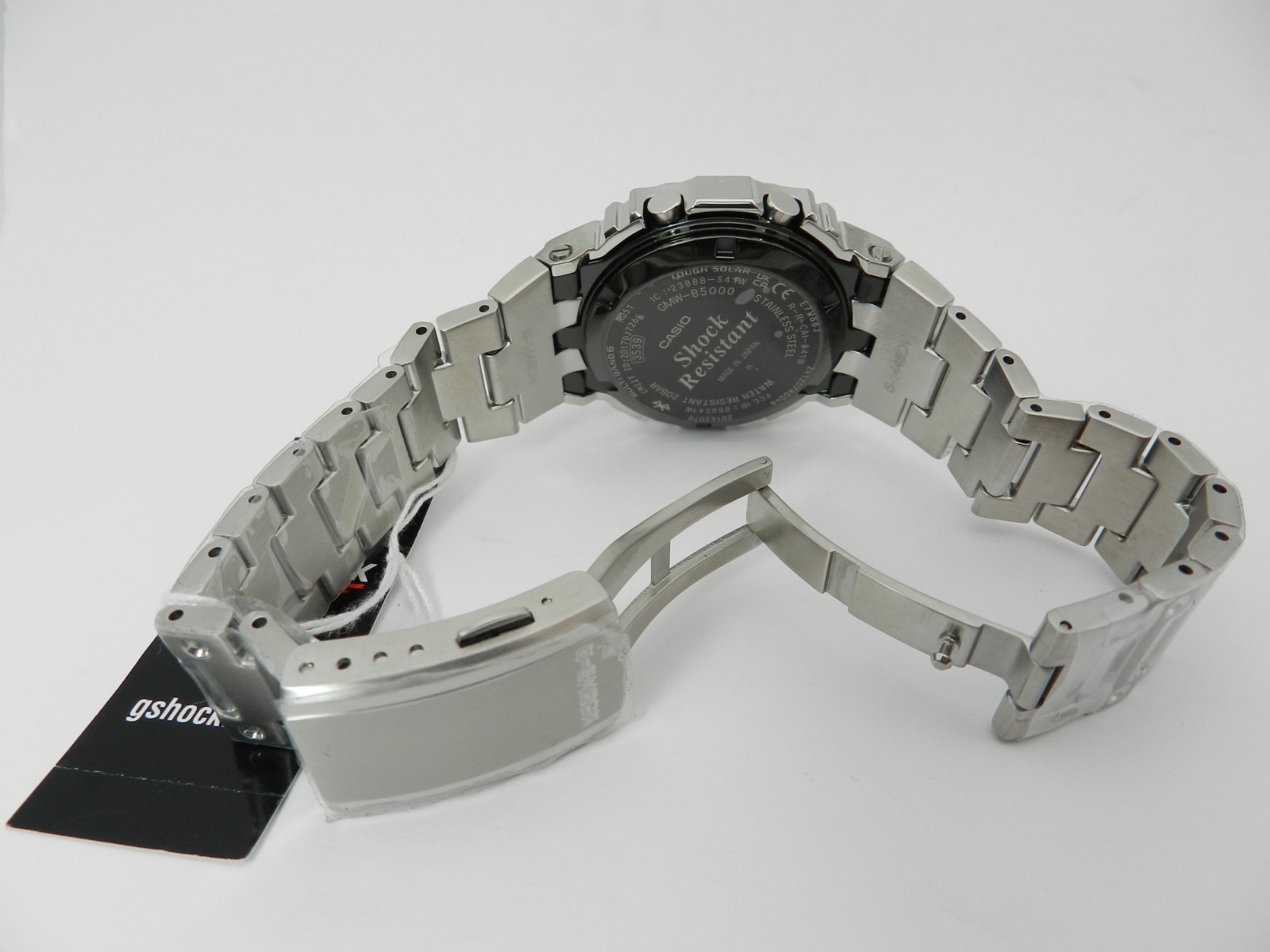 G-Shock Full Metal Silver & Green Outline Dial Watch,Stainless Steel GMWB5000D-3
