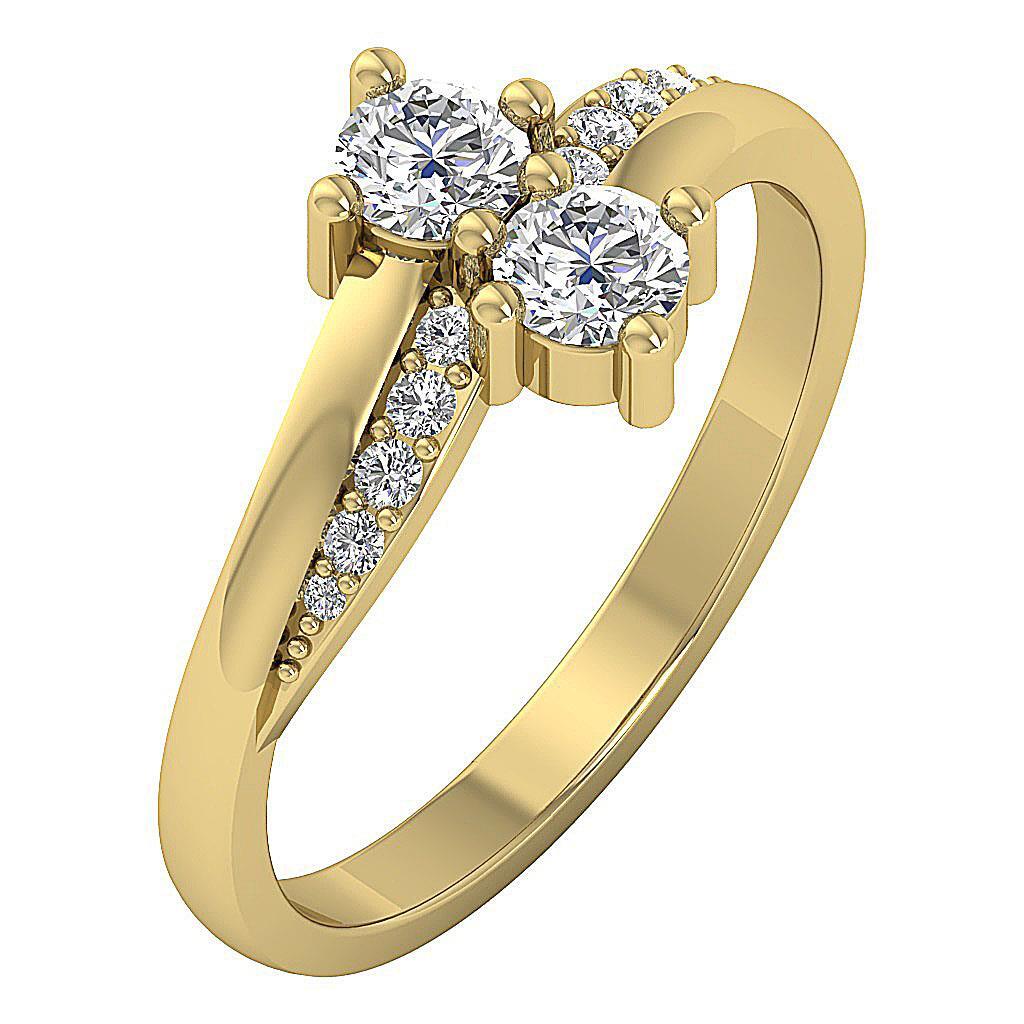 SI1 G 0.70 Carat Round Cut Diamond 14K Solid Gold Forever Us Two Stone Ring