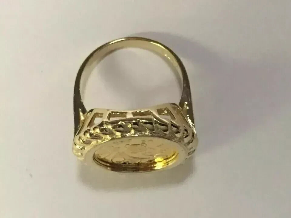 14K Yellow Gold Plated CHINESE PANDA BEAR Beauty Vintage Wedding Silver Ring