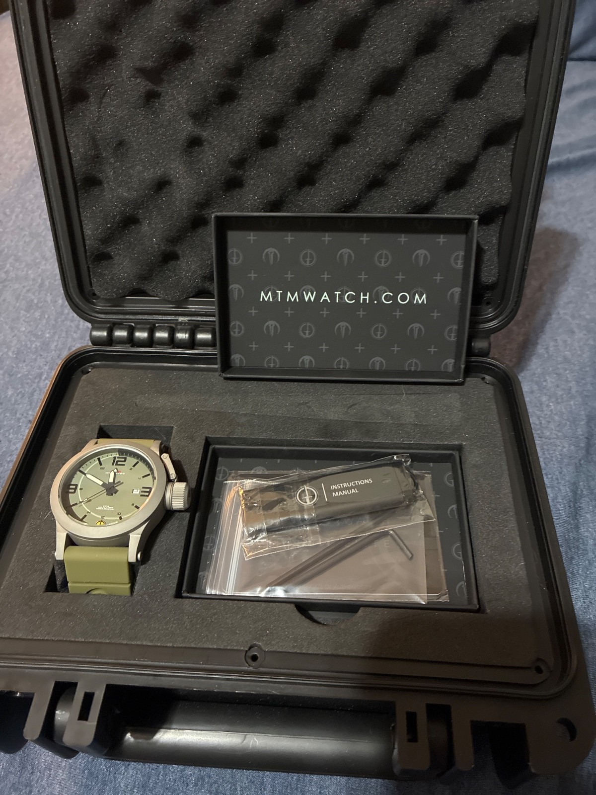 MTM Hypertec 44mm Stainless Steel Sandblasted Finish, MTM Green Rubber Strap