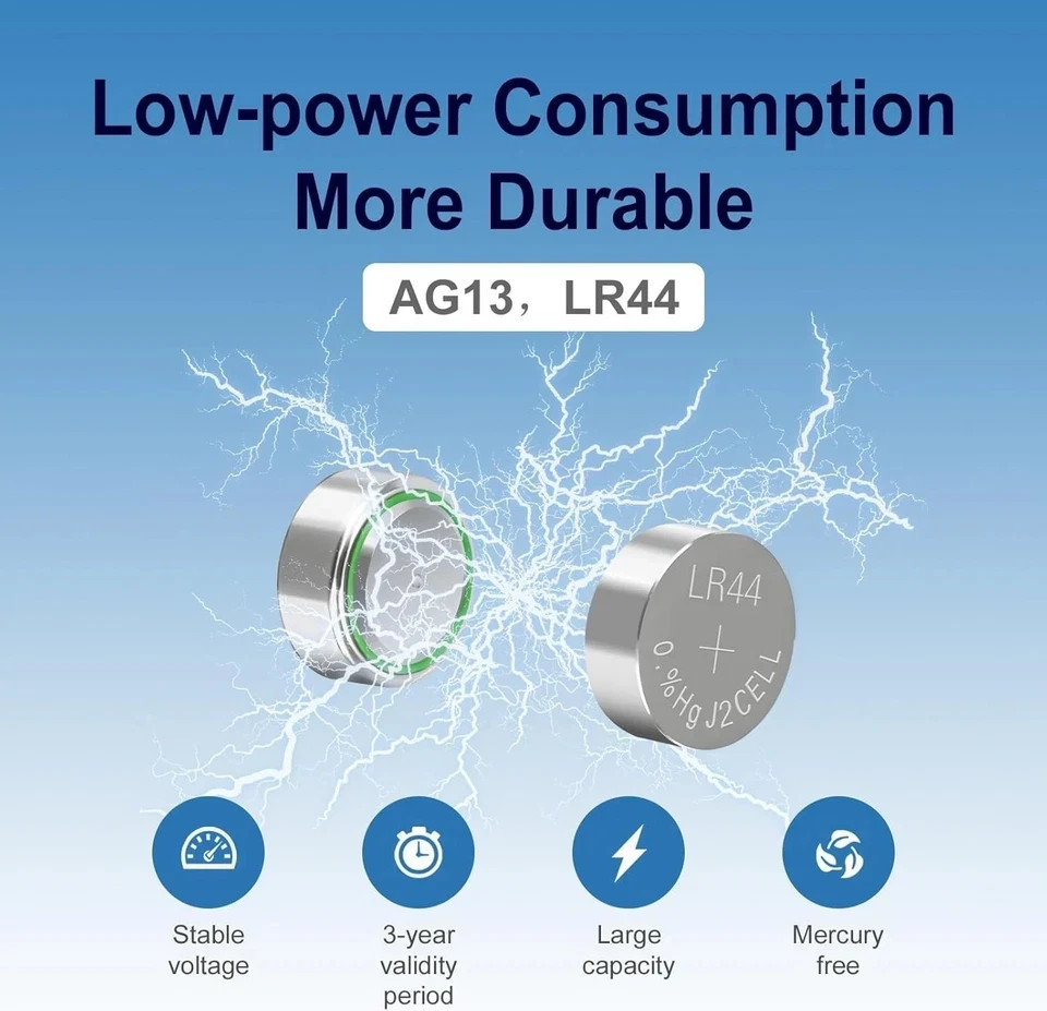 50 Pack LR44 Batteries, AG13 357 303 SR44 a76 Lr44 Button Cell Batteries, 1.5v B