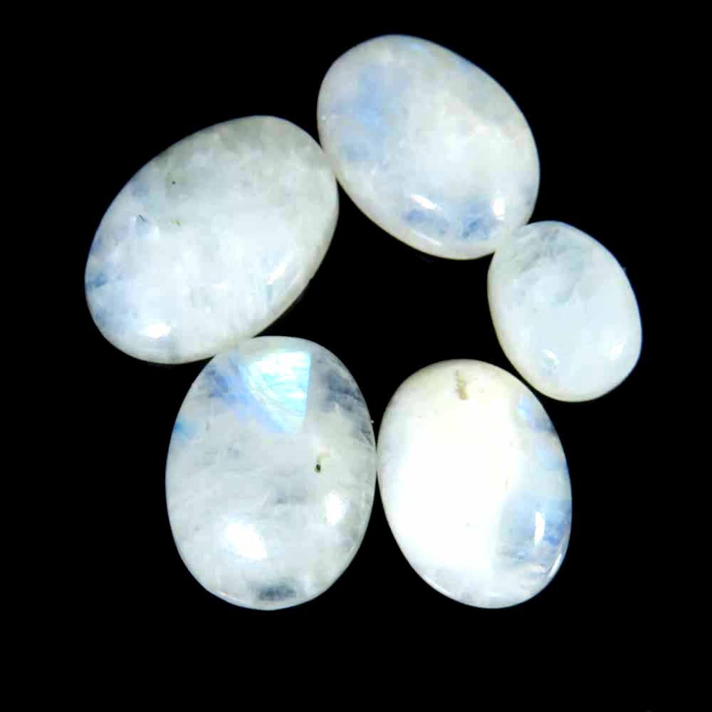 61.50Cts.100% Natural Rainbow Moonstone Oval Cab Wholesale Lot Losse Gemstone