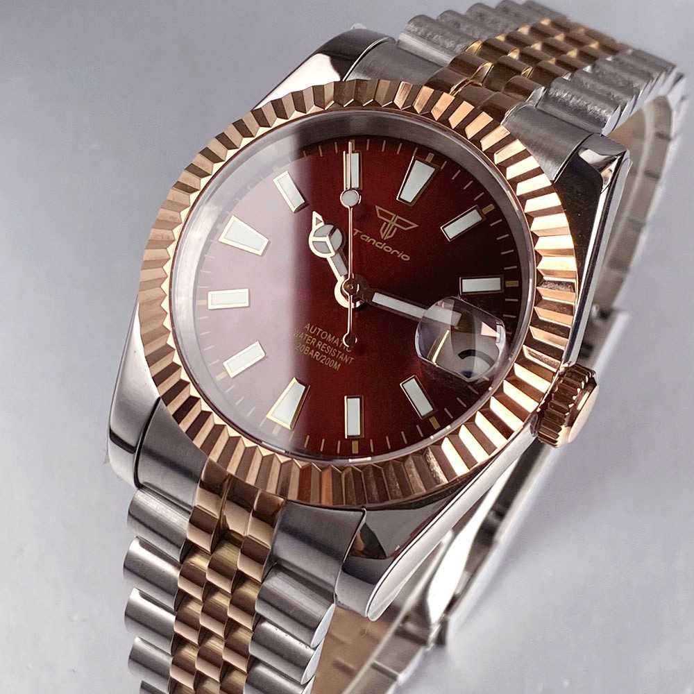 Tandorio 39mm Two-tone Sapphire 20ATM Luminous Automatic Japan NH35 Men Watch