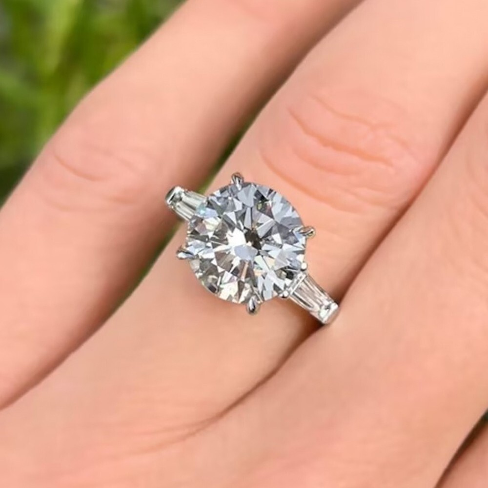 Women Ring Solid 14K White Gold Round Cut 2.60 Carat Moissanite Wedding Size 5 6