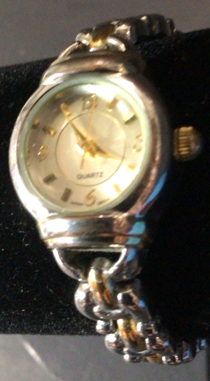 2 Tone Advance Ladies Quartz Wrist Watch Stainless Works New Battery