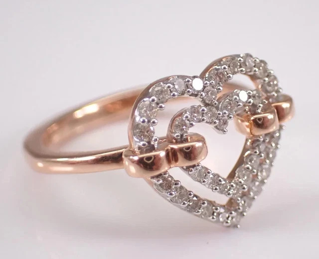 1.60Ctw Round Cut Real Moissanite Heart Engagement Ring 14K Two Tone Gold Plated