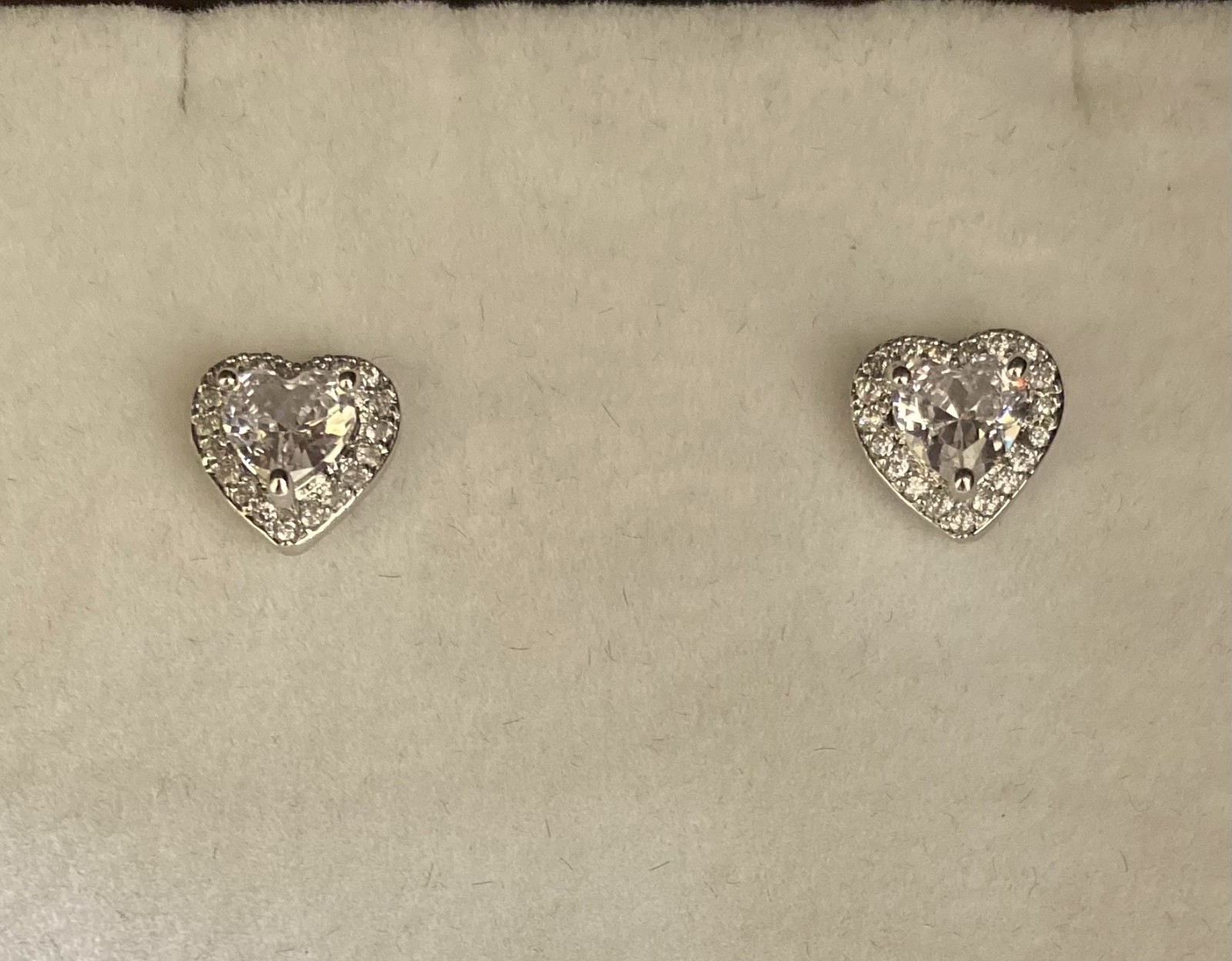 Heart Shaped Diamante Earrings with Coloured Central Stone