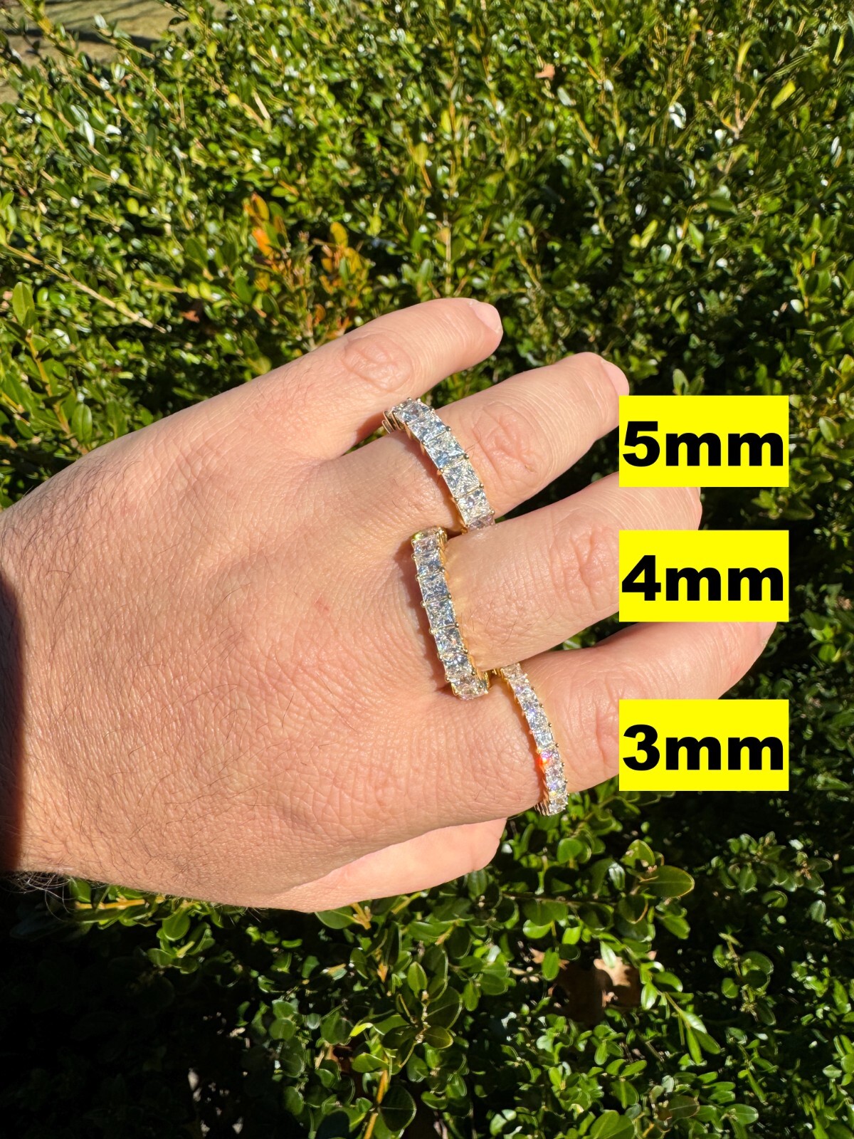 Real Princess Cut Moissanite Eternity Band Wedding Ring 14k Gold Over 925 Silver