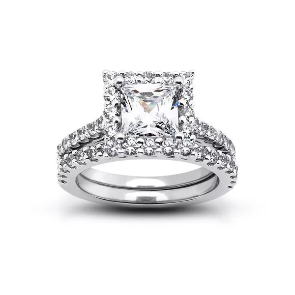 Engagement Ring 18K White Gold Classic Round 1.78 Carat Lab-Grown Diamond D VS2