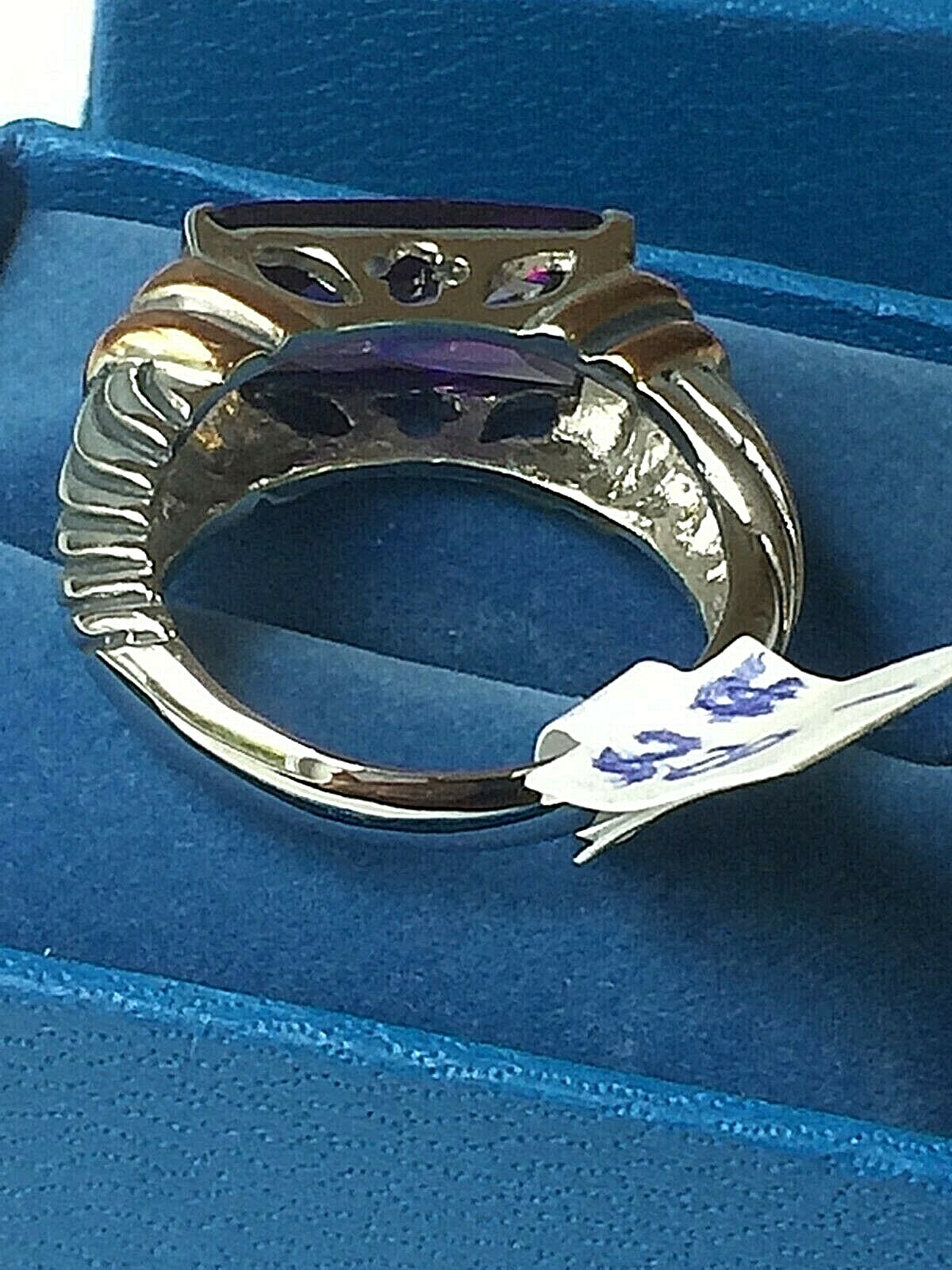 Size 6 1/2 Women VINTAGE AMETHYST RING 925 STERLING SILVER & ROSE GOLD New