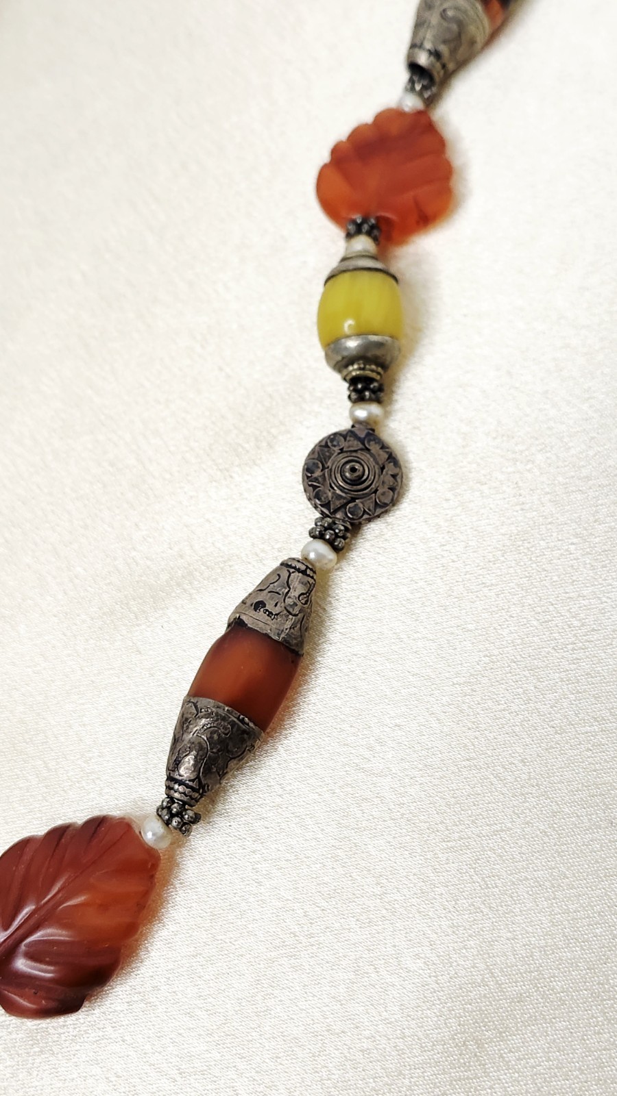 Vintage Tibetan Himalayan Tribal Beaded Statement Necklace Carnelian Turquoise