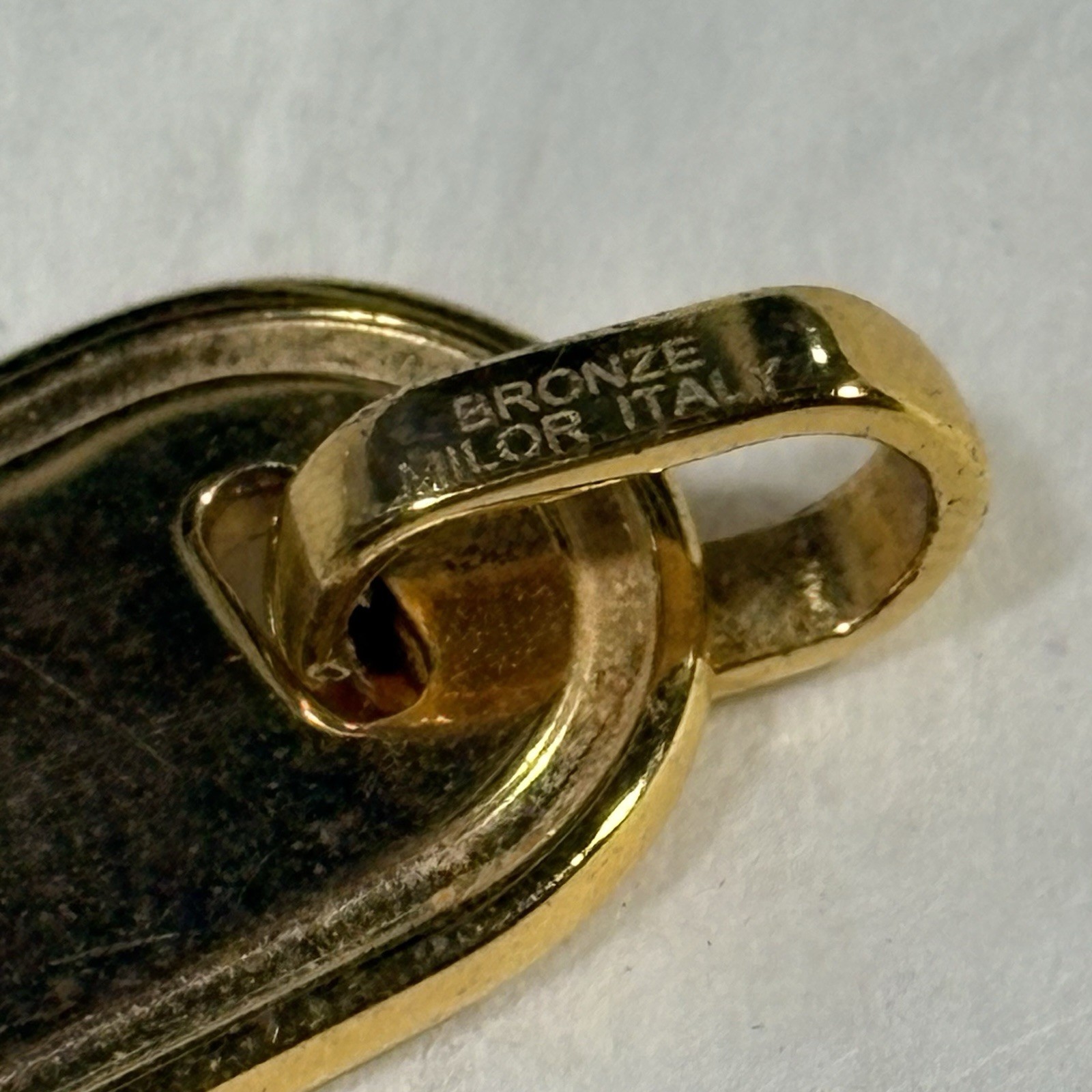 Vintage Bronze Milor Italy Gold Tone Letter J Pendant Retro Arch Initial 1″