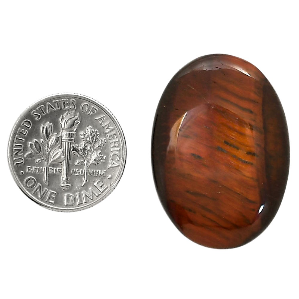Natural Red Tiger Eye 20.9×29.3×5.4 mm Oval Shape Polished Gemstone LS86-05258