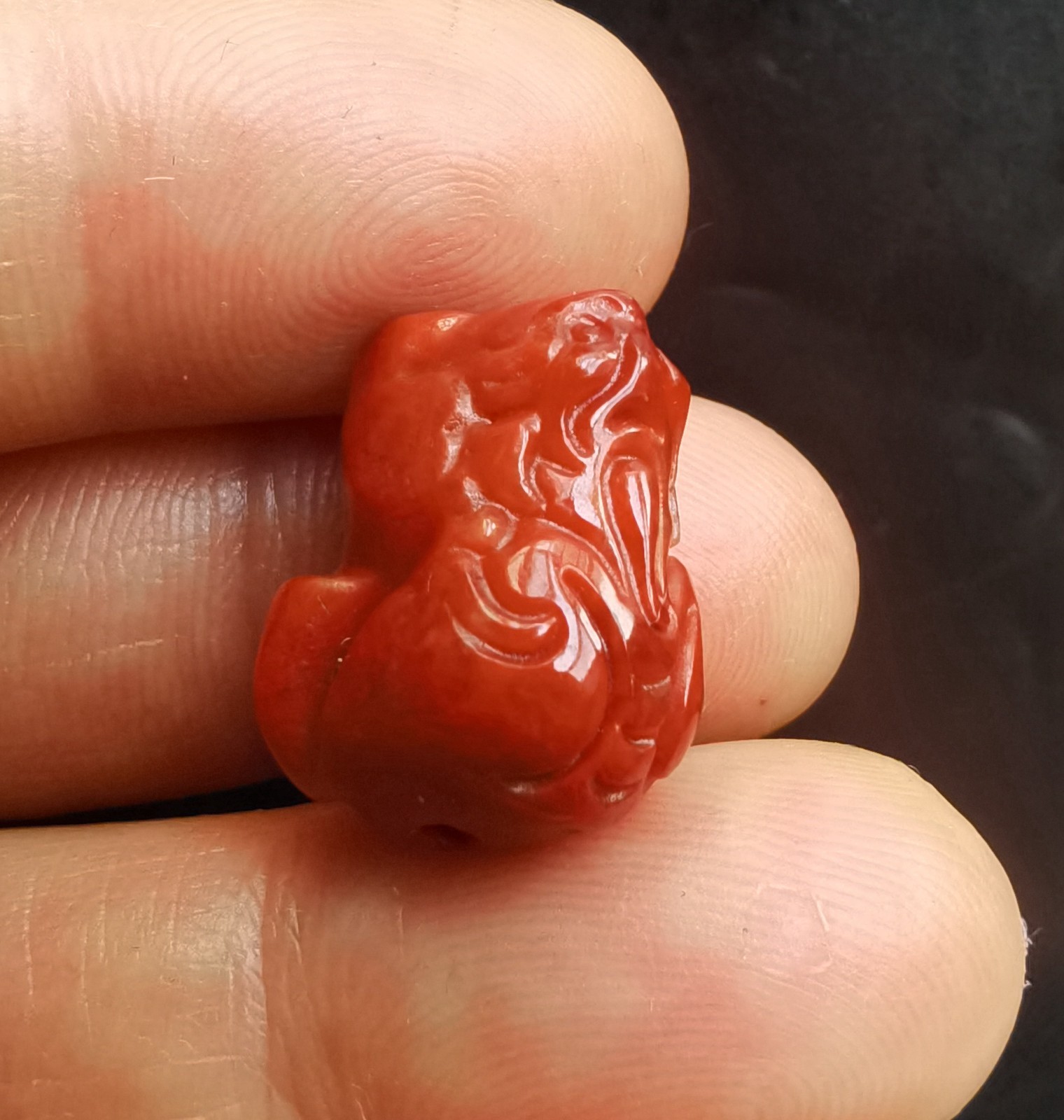 Hollow Rich Pixiu dragon carving red Jade stone pendant,amulet rope necklace