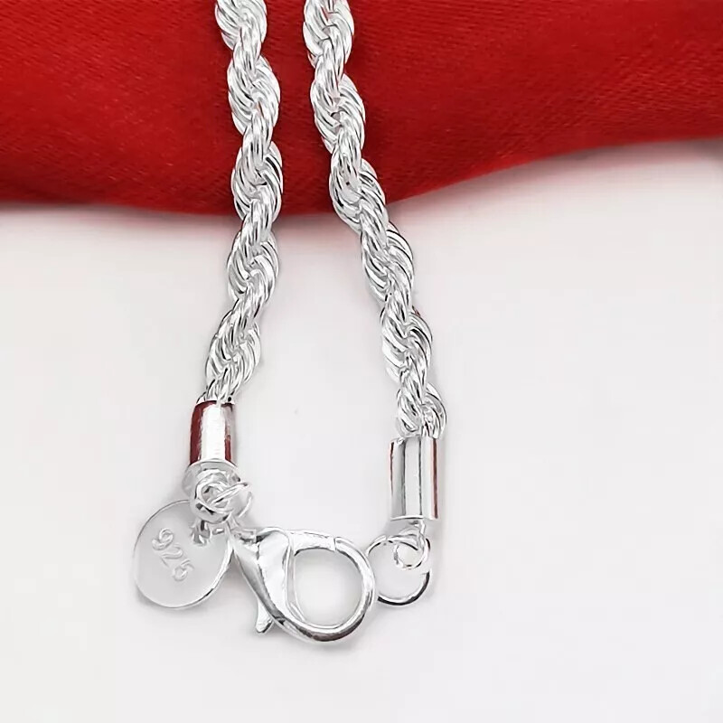 Unisex Women’s 925 Sterling Silver Bracelet Size 8 Inches 4MM lobster Xmas Gifts