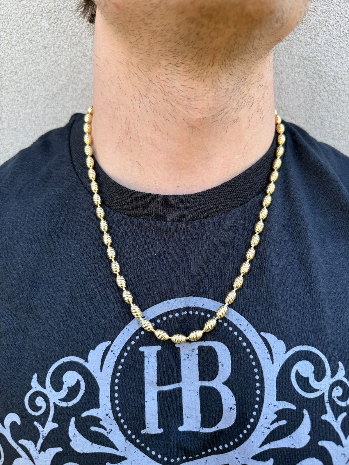 6mm Ball Bead Chain Custom Infinity Link Mens Necklace 14k Gold Over 925 Silver