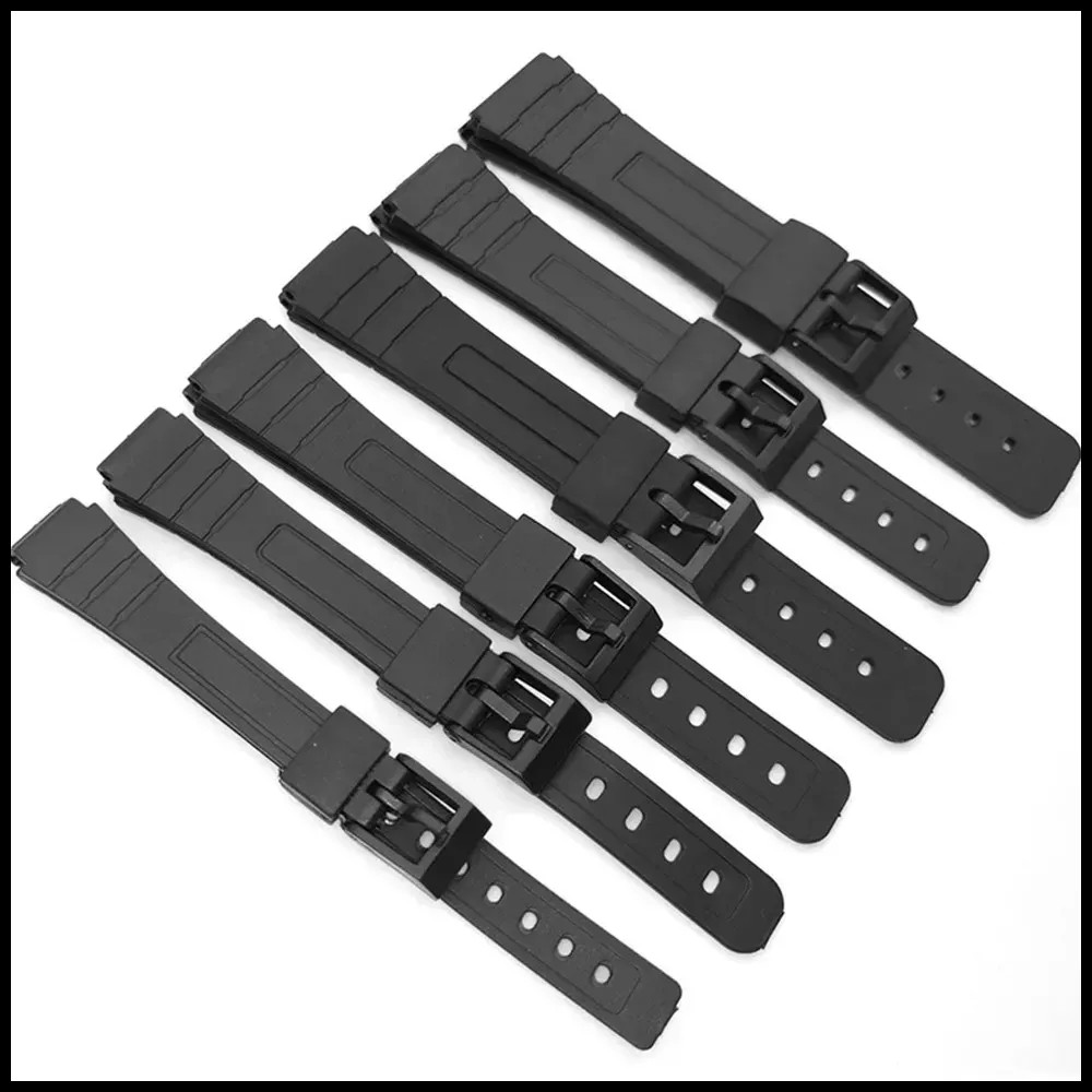 Resin Silicone 12/14/16/18/20/22mm Strap Universal Black PU Watch Band for Casio
