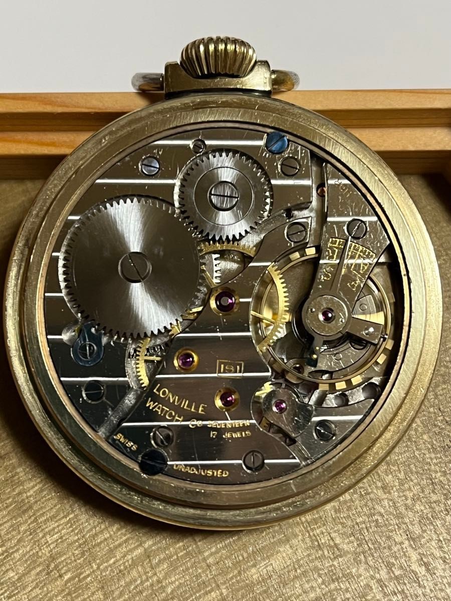 Lonville 17 Jewels Railroad Pocket Watch Hand Wind Steam Locomotive OH Swiss