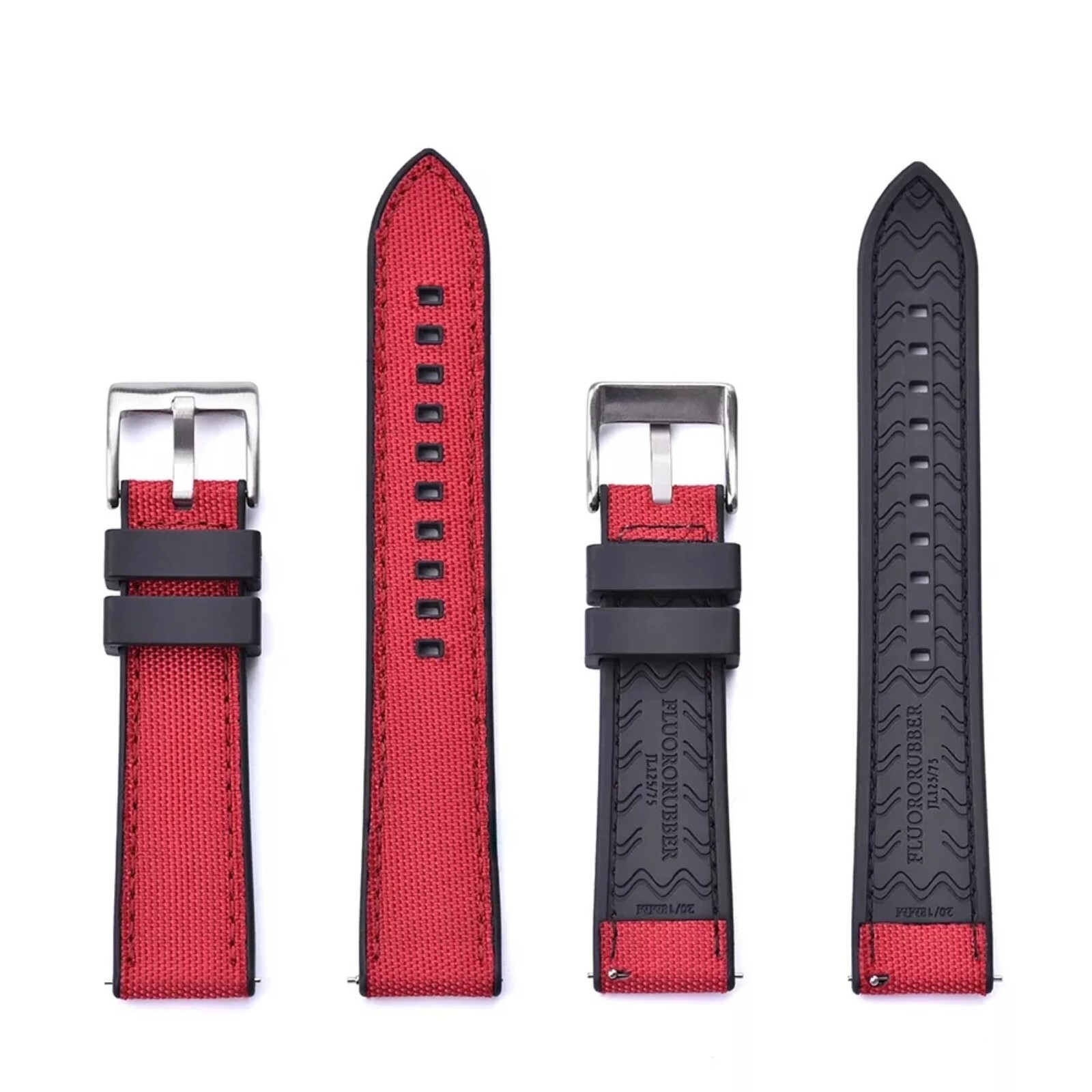 20 22mm Nylon Rubber Dive Watch Strap Hybrid Canvas Quick Release Band