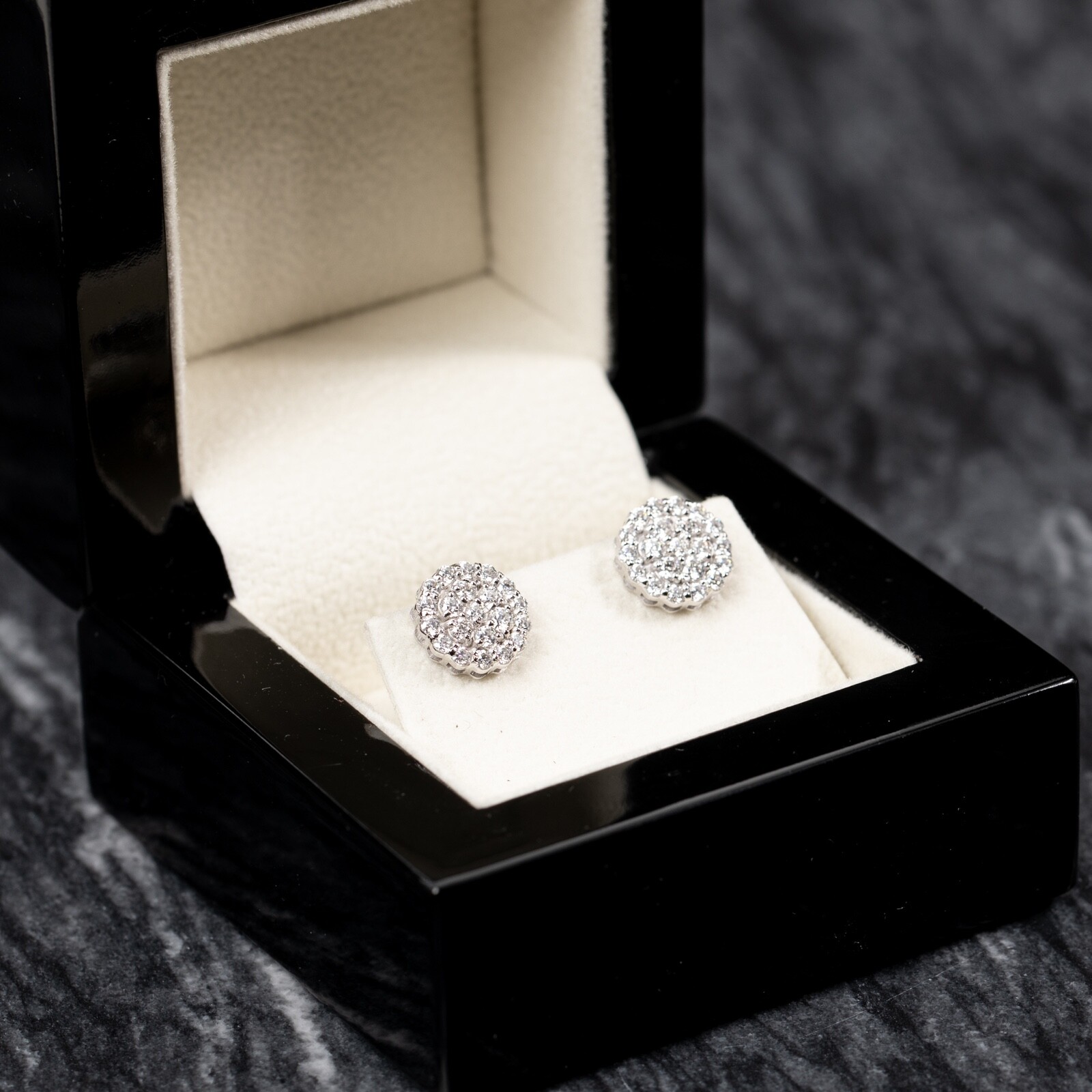 White Gold Sterling 1.05Ct VVS Moissanite Flower Cluster Silver Stud Earrings