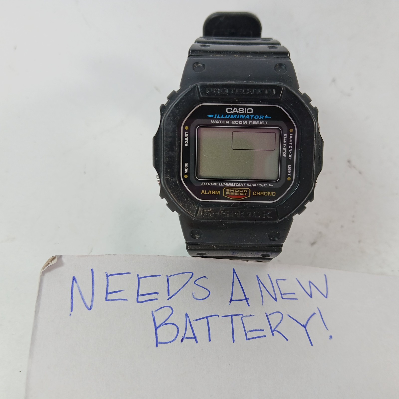 Casio G-Shock Watch Men Digital 44mm Backlight 3229 DW-5600E NEEDS BATTERY