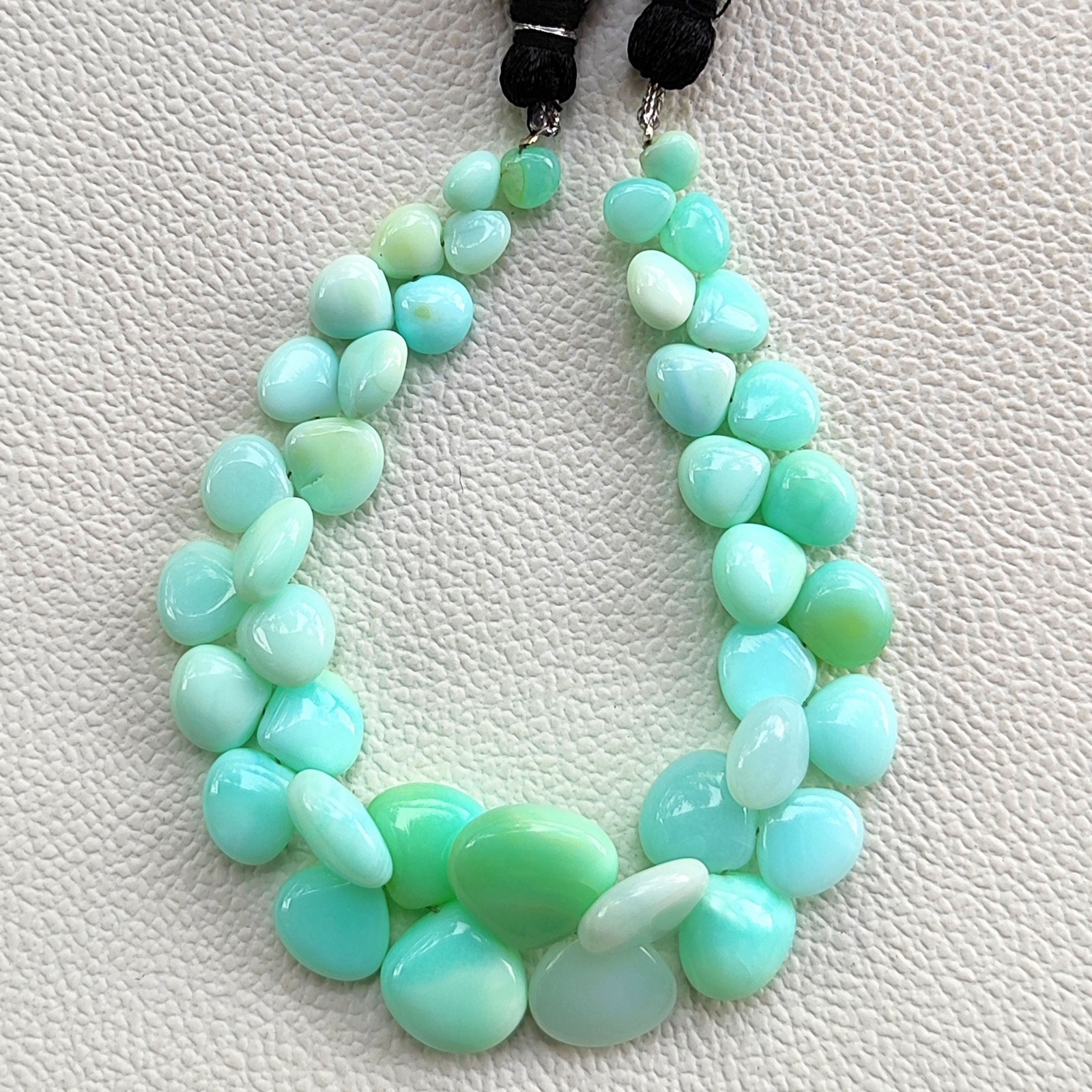 Blue Opal Heart Beads 7-14mm Smooth Peruvian Gemstone 7″ Strand DIY Jewelry