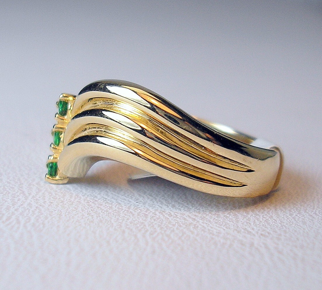 0.11 ct tw Genuine Natural Tsavorite Garnets 14K Yellow Gold Ring Was $995 Video