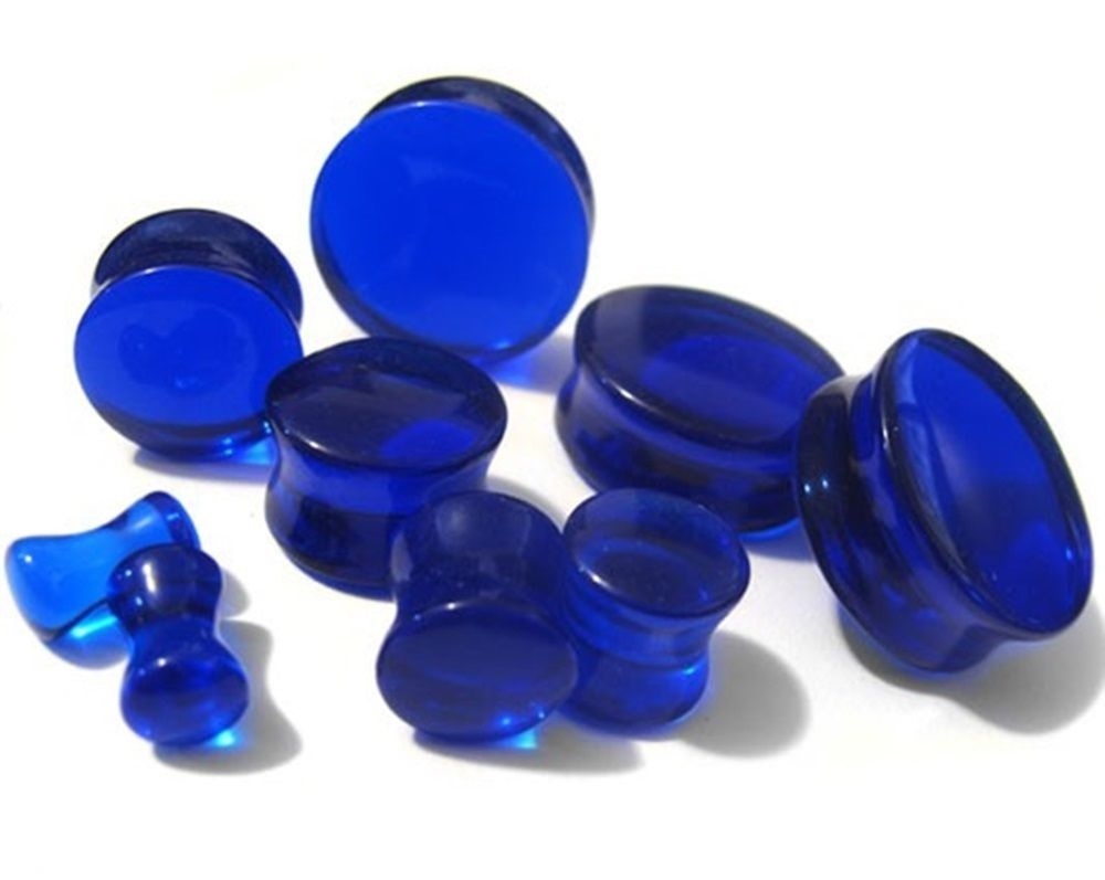 PAIR-Stone Quartz Blue Sapphire Saddle Flare Ear Plugs 04mm/6 Gauge