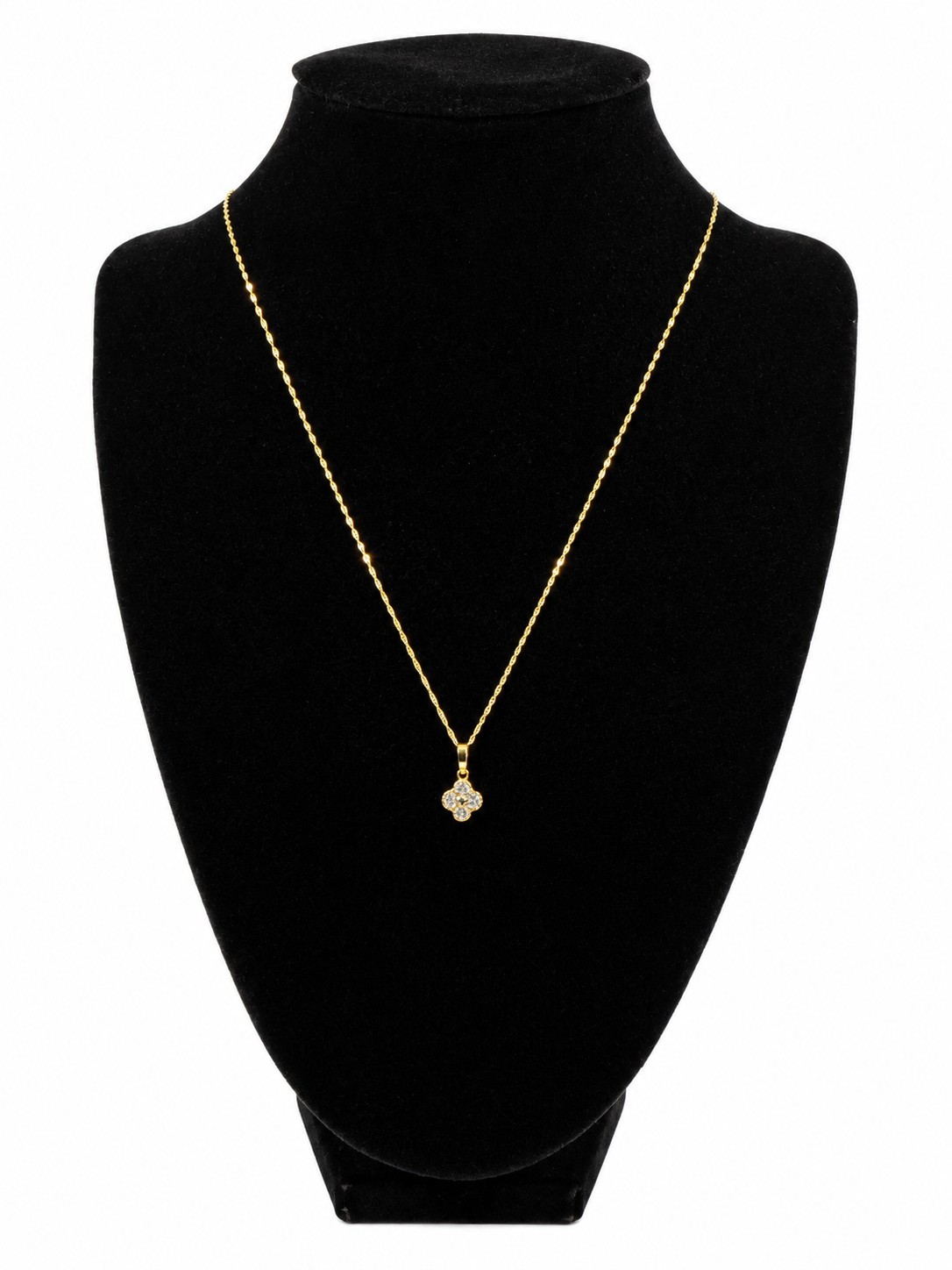 10K Solid Gold 18″ Rope Chain CZ Flower Pendant / Oro Sólido 10K Cadena 18″ Flor