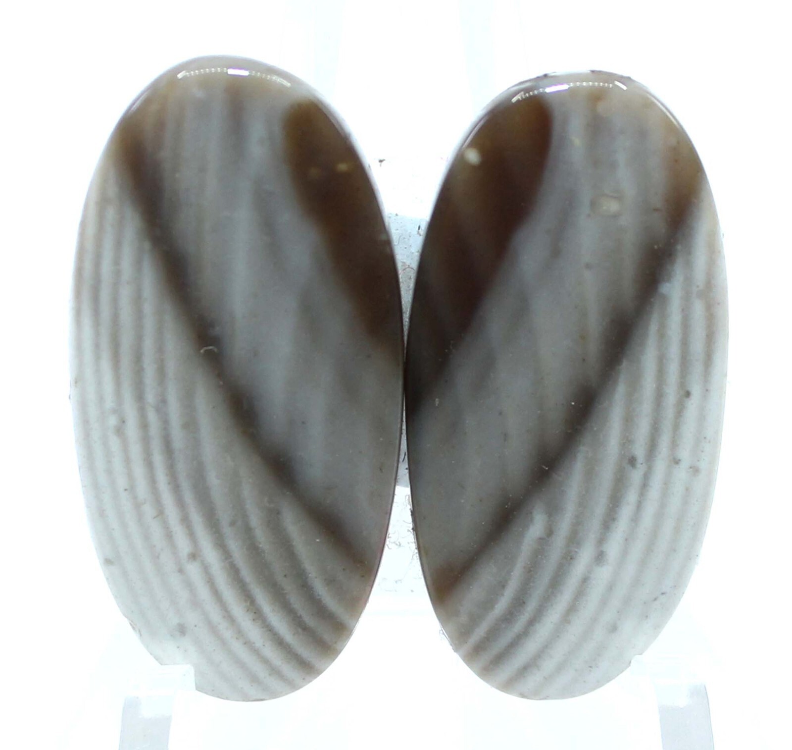 27.40 Cts. AA Polish Flint Stone Oval Cabochon Pair Loose Gemstone 26x13x4 mm