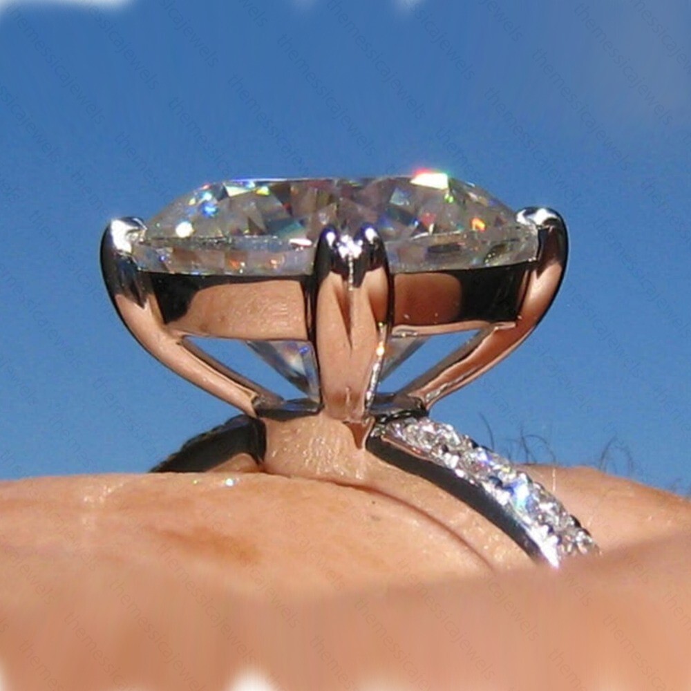 2.4Ctw Cushion Cut Moissanite Double Prong Engagement Ring 14K White Gold Plated