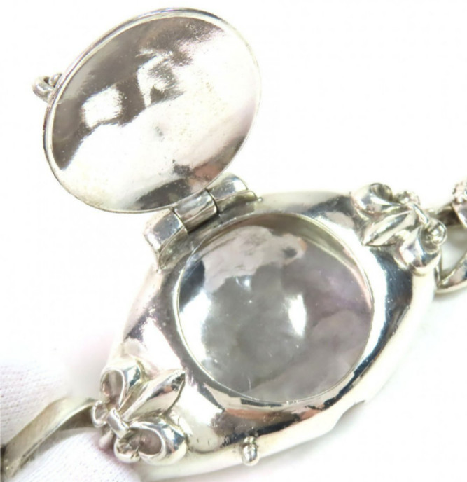 BLACKENRICH 925 Sterling Silver Fleur de Lis Watch Case Bracelet No Watch