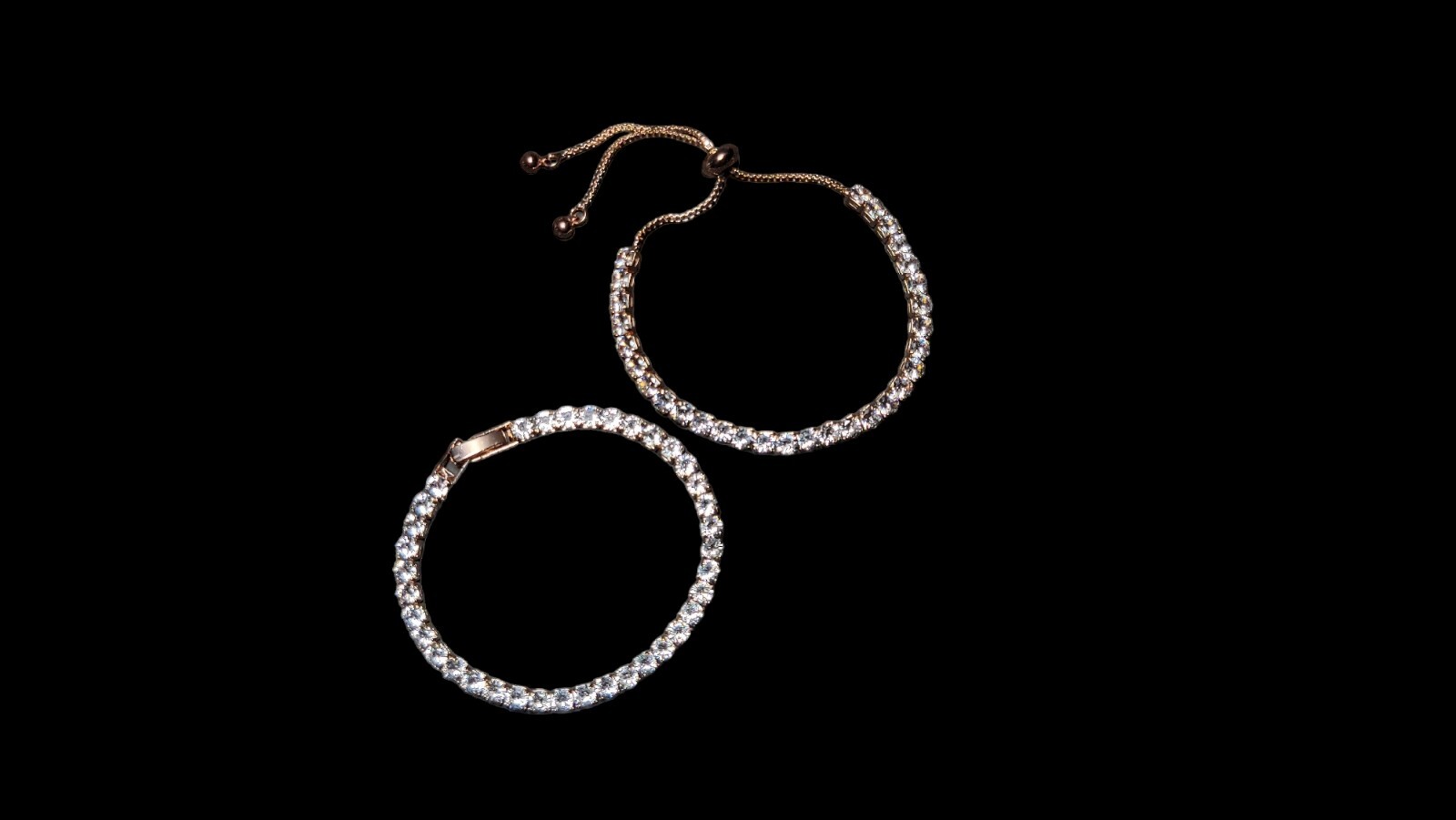 Luxury shiny full Zircon rose gold plated 18k women’s bracelet 2 piece set