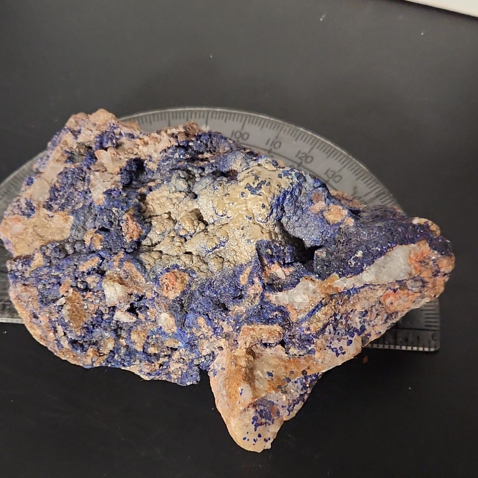 David Taliman Lone Mountain Turquoise Red Coral SS .925 S7-7.5 Azurite Specimen