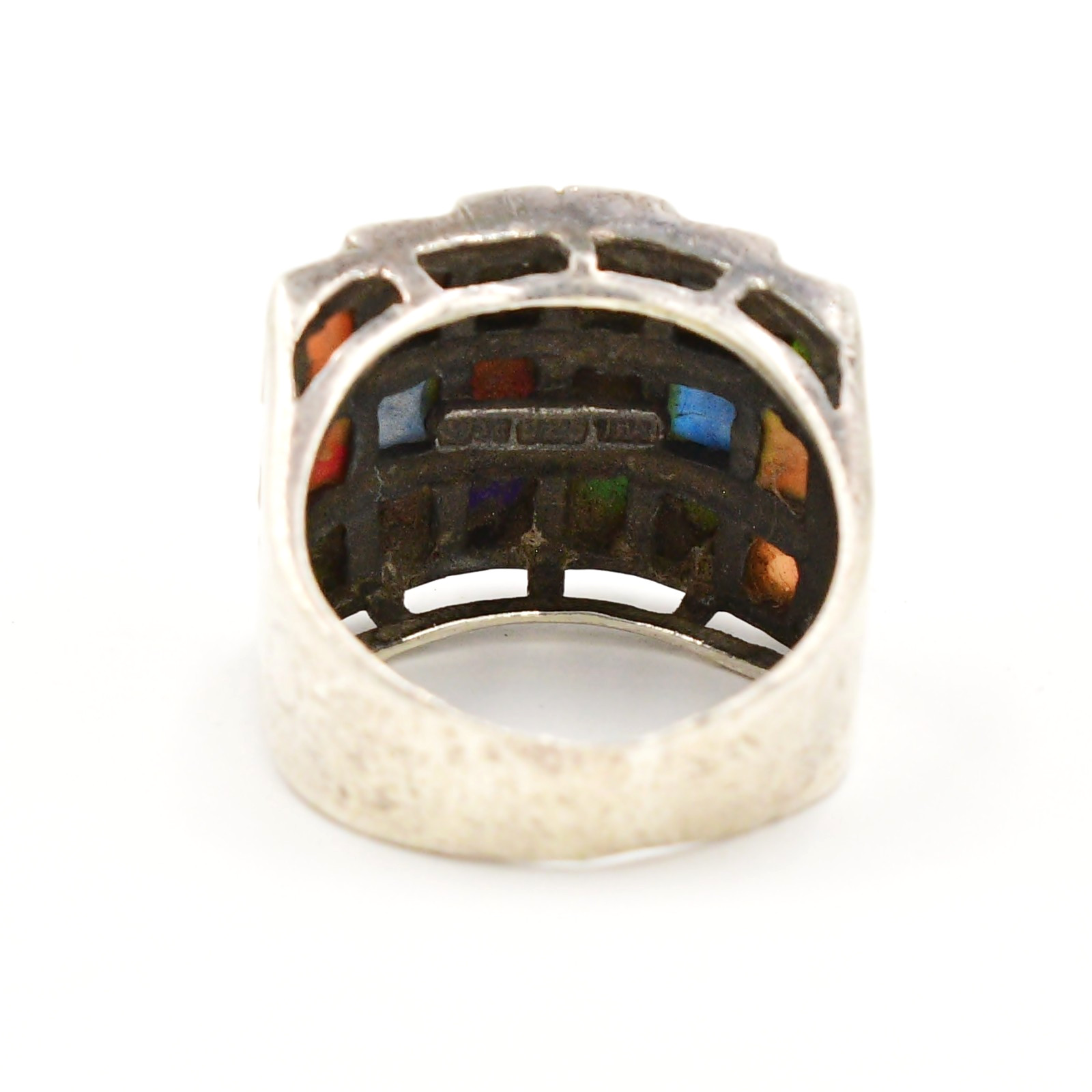 Sterling Silver Gaspeite Lapis Sugilite Turquoise Pink Opal & Coral Ring Sz 6.5