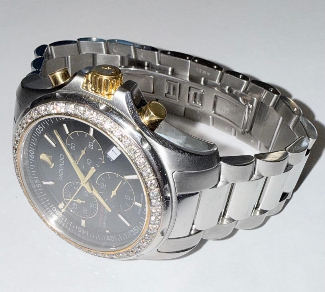 MOVADO MENS SERIES 800 TWO TONE SUB SEA CHRONO LAB GROWN DIAMOND WATCH