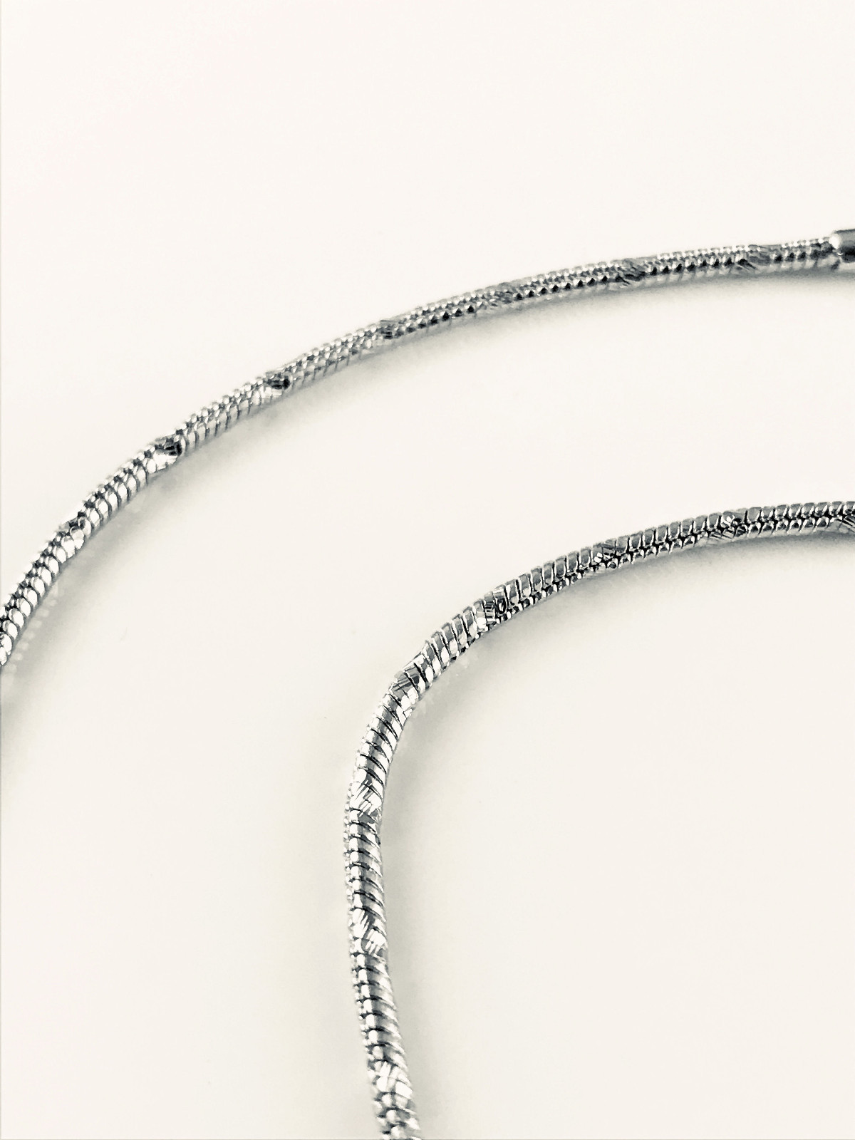 Snake Chain Rhodium 2 mm length 20 inches Bright Silver Lobster Catch