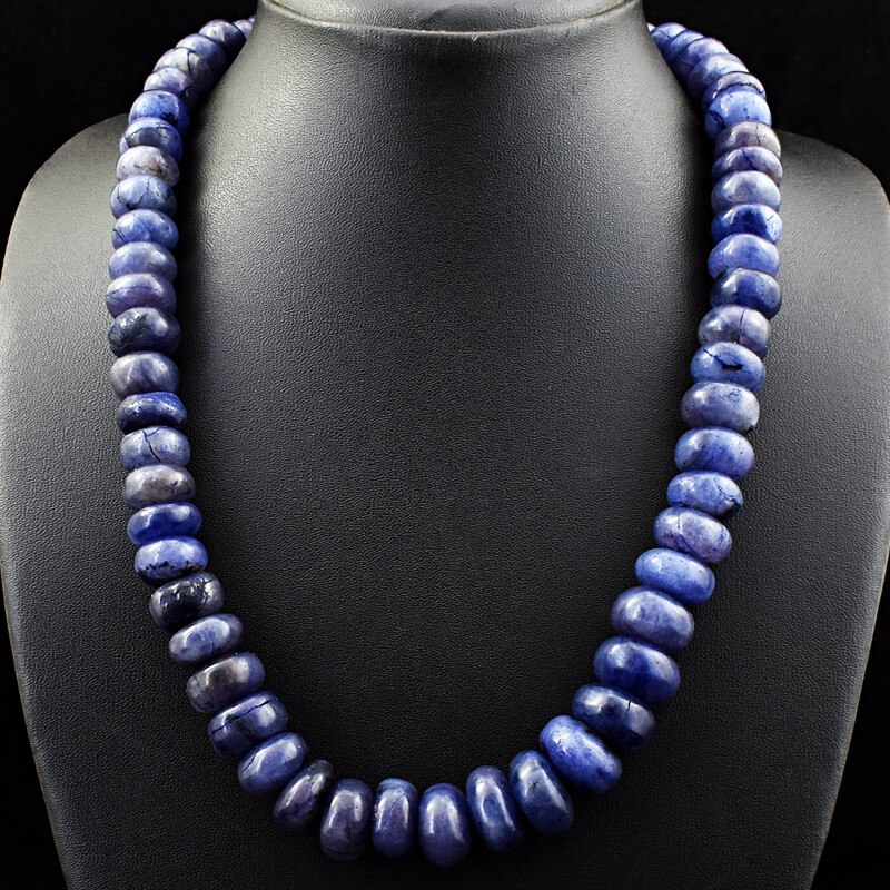 740.00 Cts Natural Round Shape Blue Iolite Unheated Beads Necklace NK03E175 (DG)