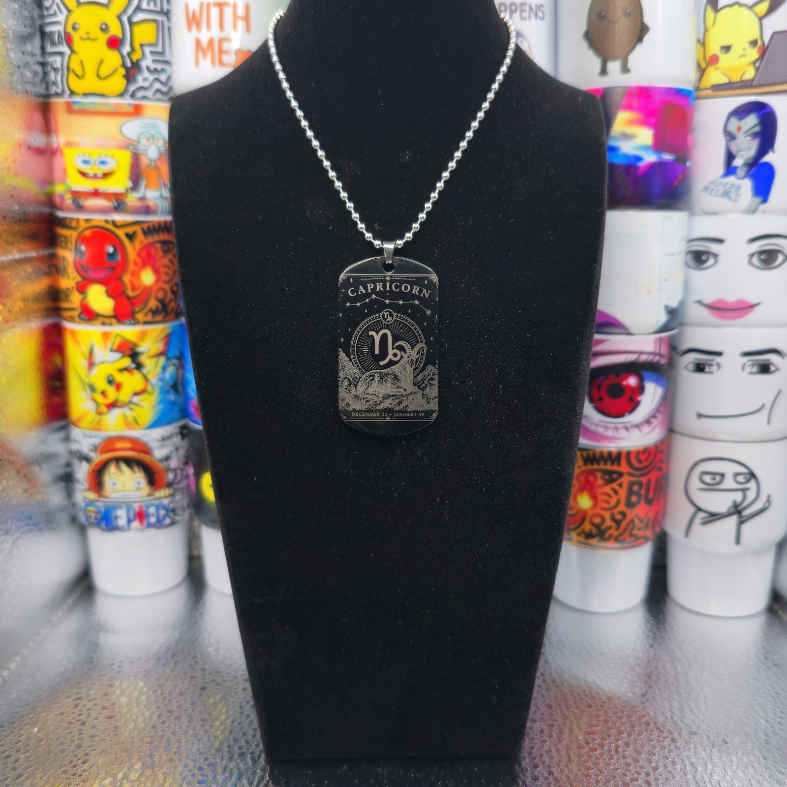 Capricorn 2 sided Zodiac Necklace with Astrological Horoscope Pendant