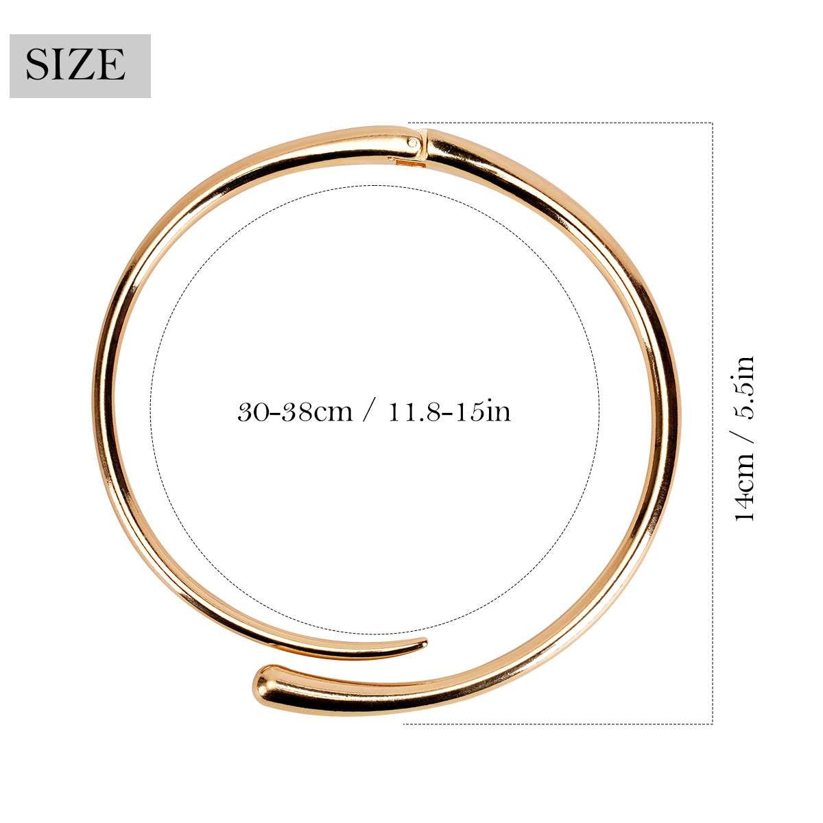 Women’s thick gold Choker necklace neck collar with spring hinge buckle jewelry