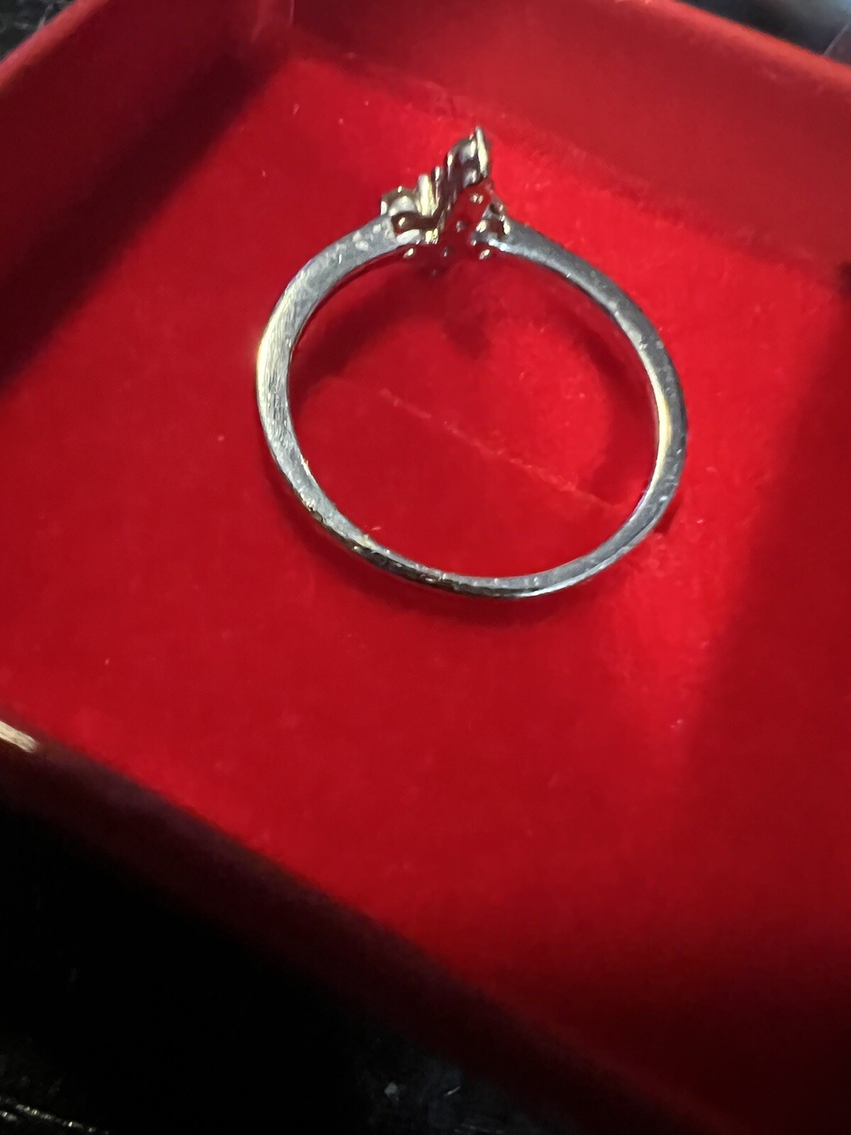 .06 ctw Round Cut Diamond Prong Set Cross Ring 14k White Gold Size 5.5approx.