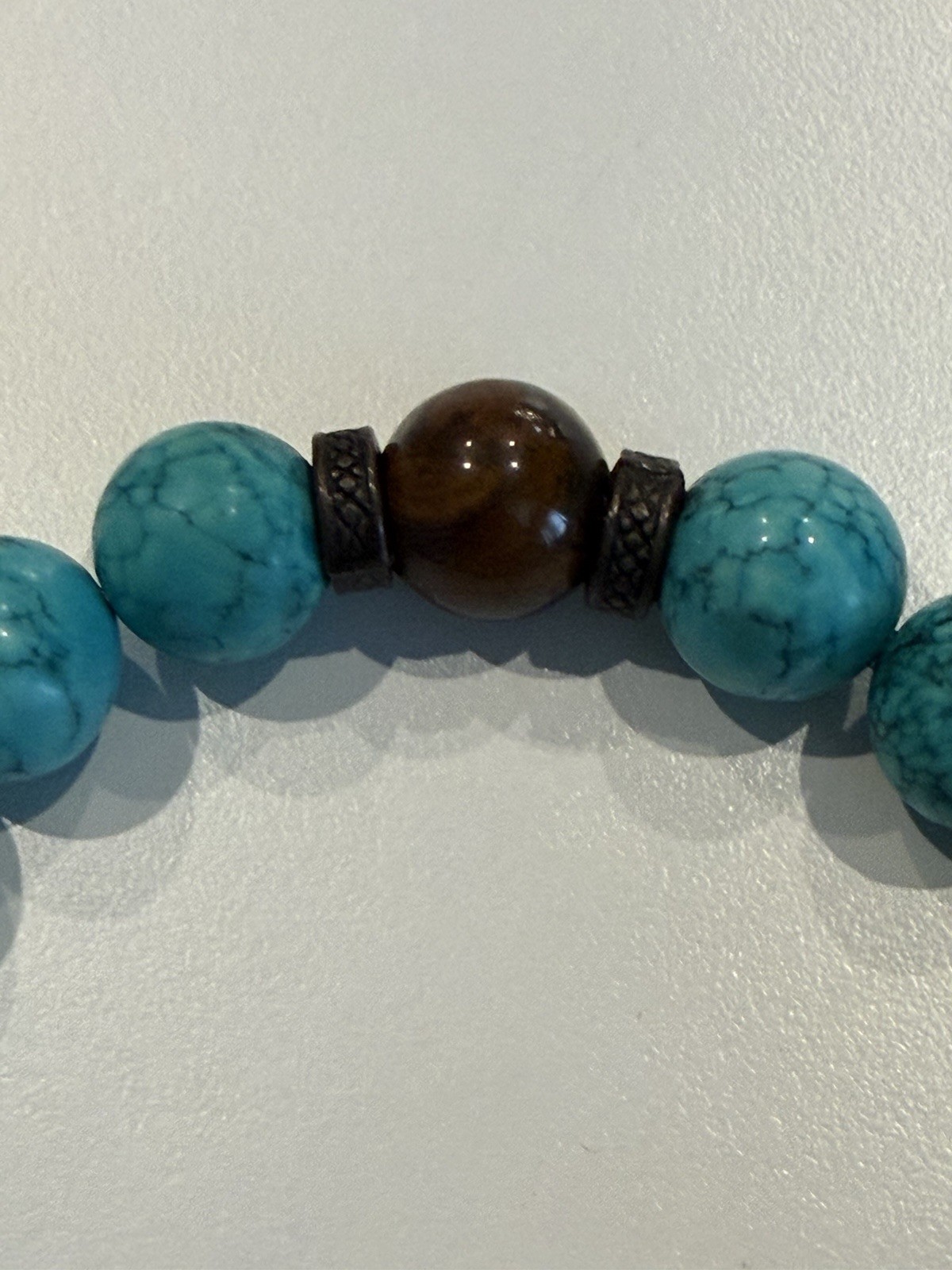 Beautiful Genuine Turquoise Beaded Stretch Bracelet 20 cm / 7.8″ Natural Stones