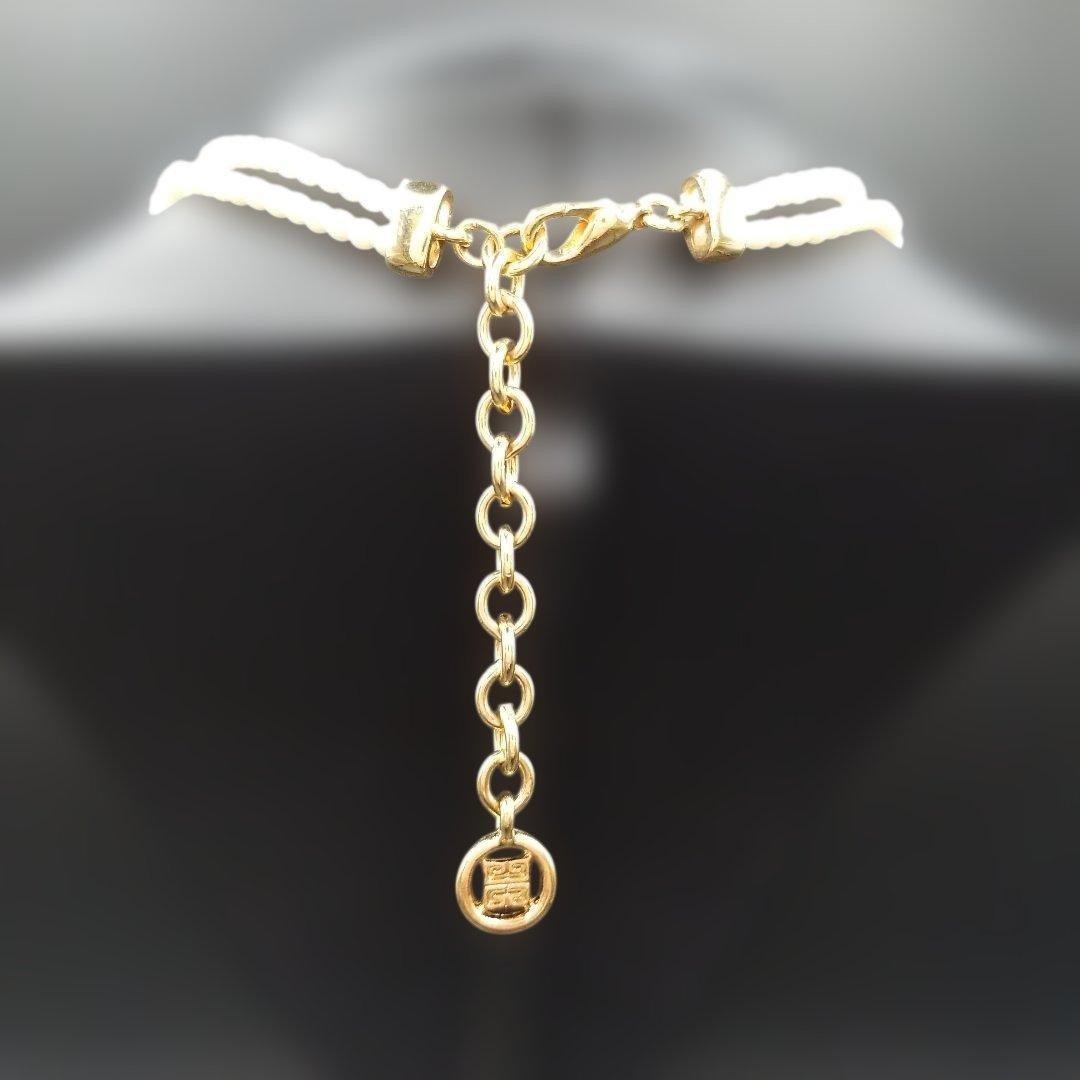 GIVENCHY Pearl Heart Motif Necklace Pendant Gold Tone Length 40cm Accessory
