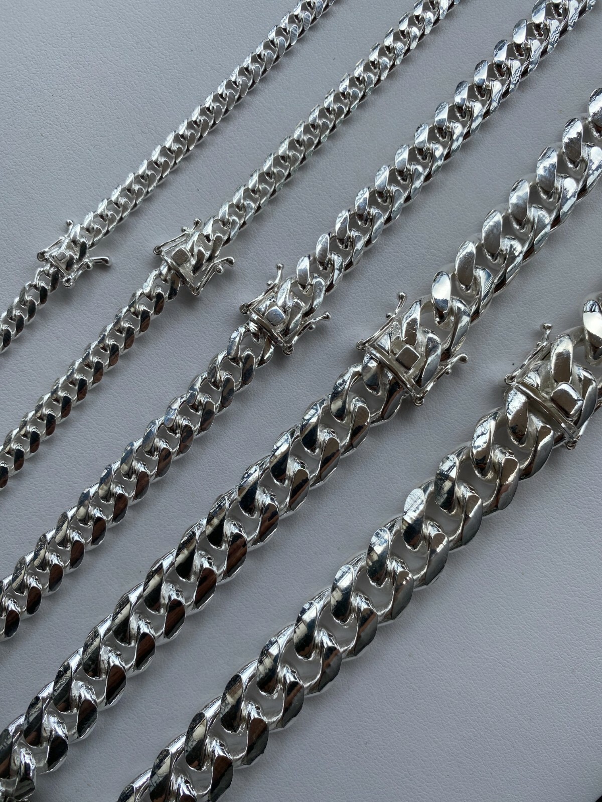 Real Solid 925 Sterling Silver Miami Cuban Chain Or Bracelet 5-14mm Box Clasp